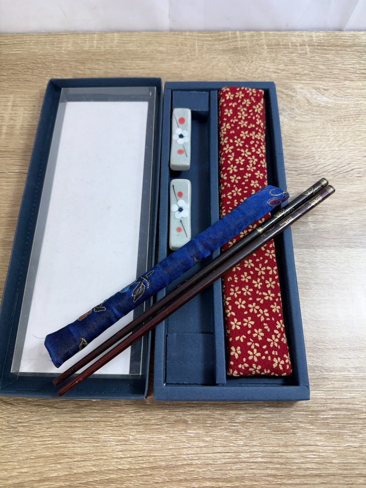 Tachikichi Japanese Chopstick Fan Gift Set Sakura Kyoto Hashioki Sensu Boxed