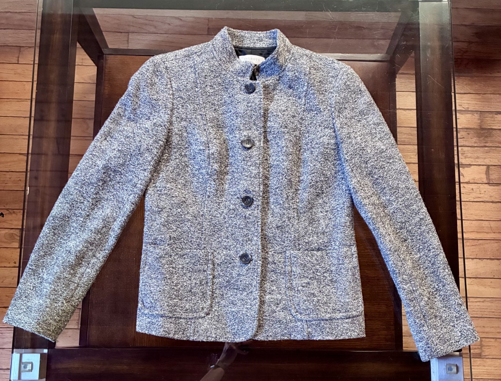 Talbots Women’s Size 6 Gray Boucle Textured Button Front Jacket Workwea