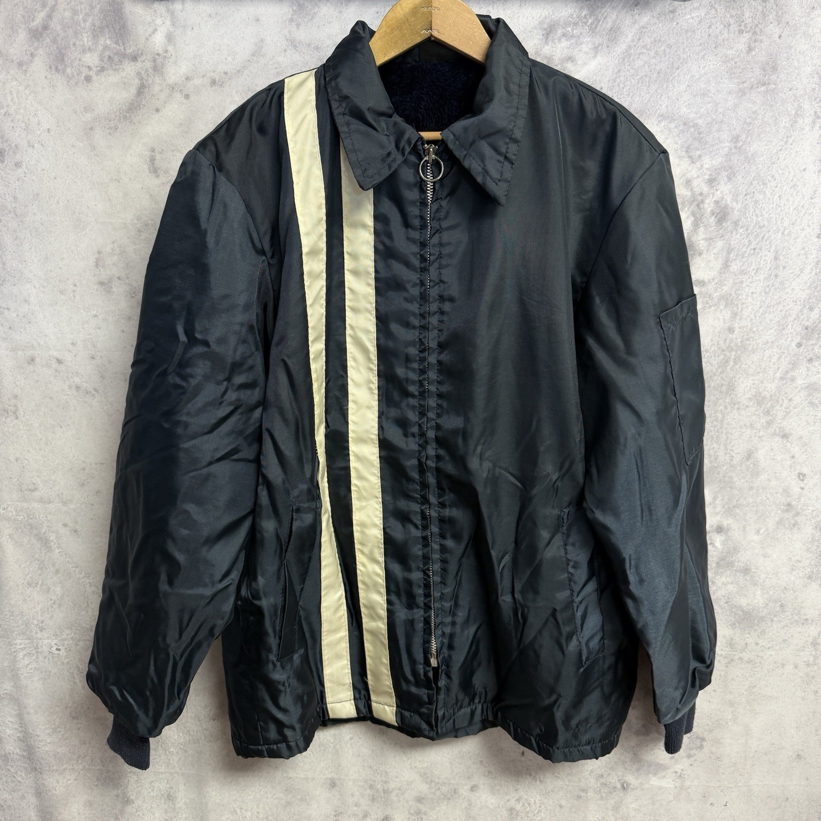 Vintage Mel Nick Racing Jacket Navy Blue Full Zip Lined Size Small Vintage Mel Nick Racing Jacket Navy Blue Full Zip Lined Size Small