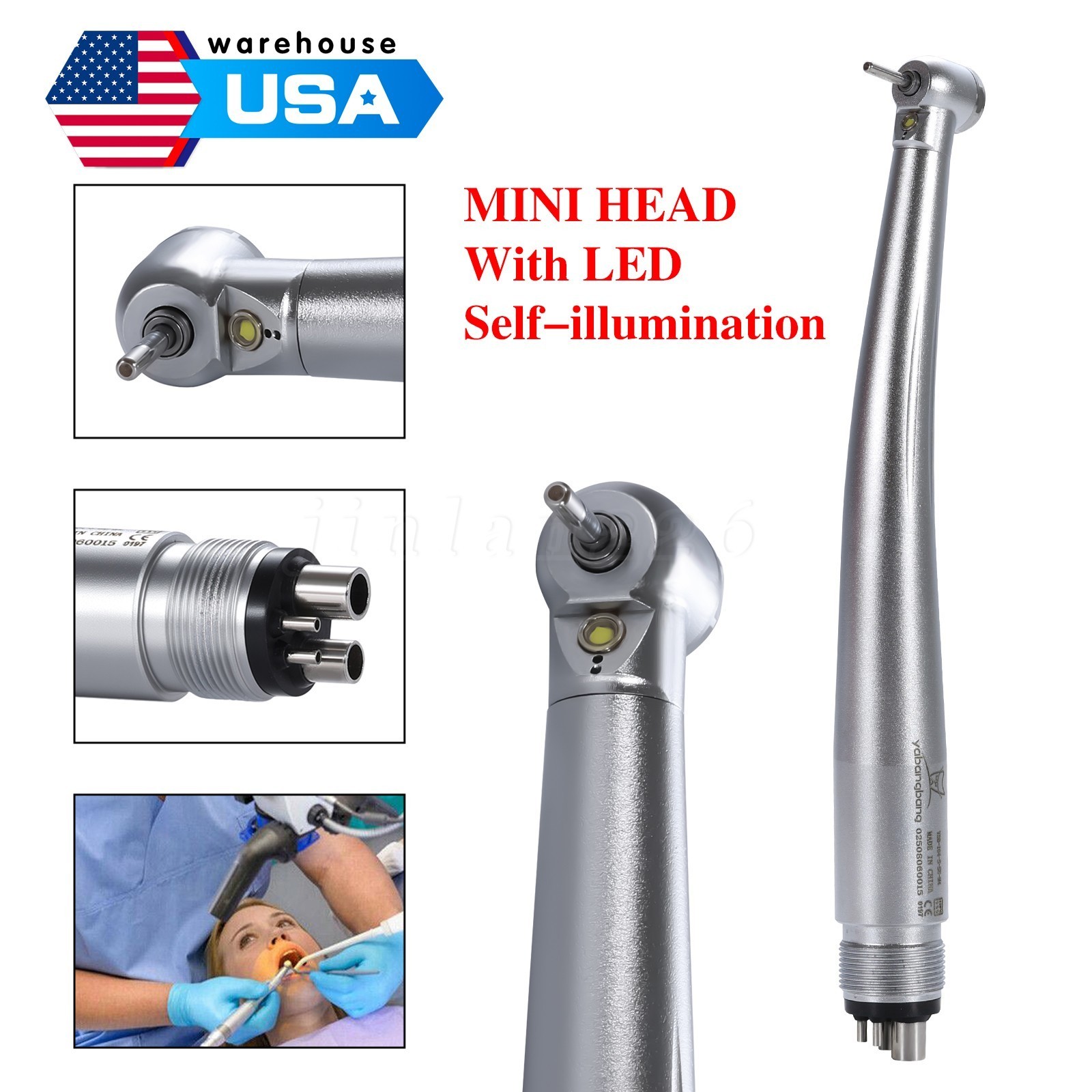 1-10x LED E-generator Mini Head Dental High Speed Handpiece 1 Spray Air Turbine