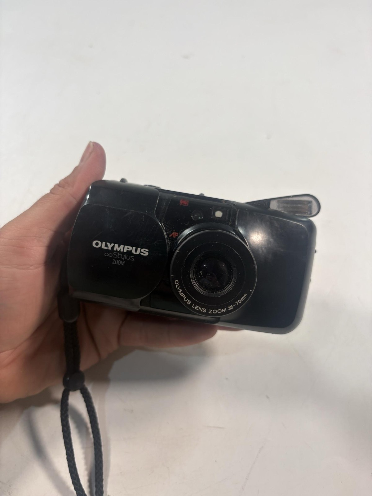 Olympus Infinity Stylus Zoom 35mm Film Camera Auto Focus Flash Black NEW BATTERY