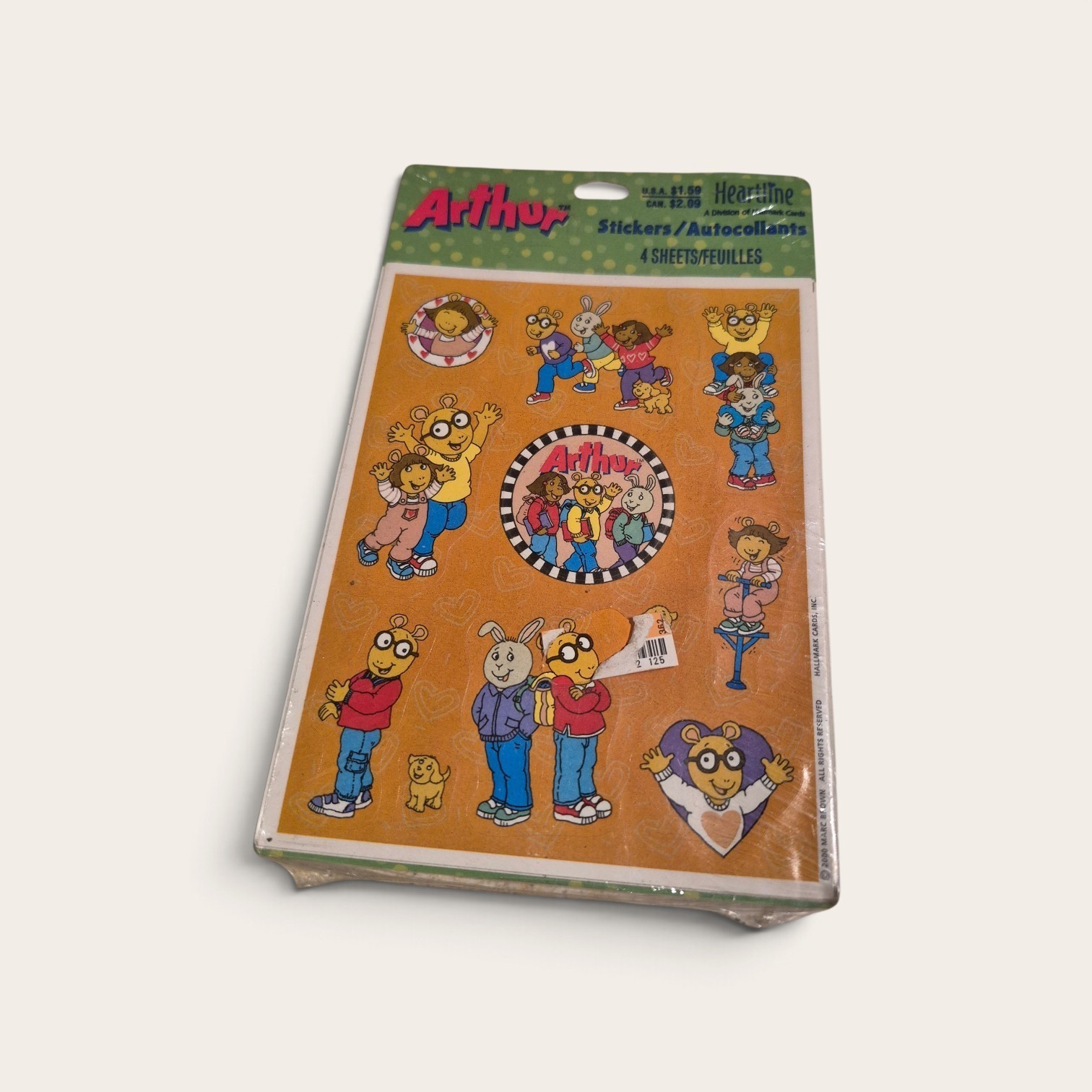 Vintage 2001 Arthur PBS Kids Stickers Hallmark Heartline 4 Sheets Sealed NOS