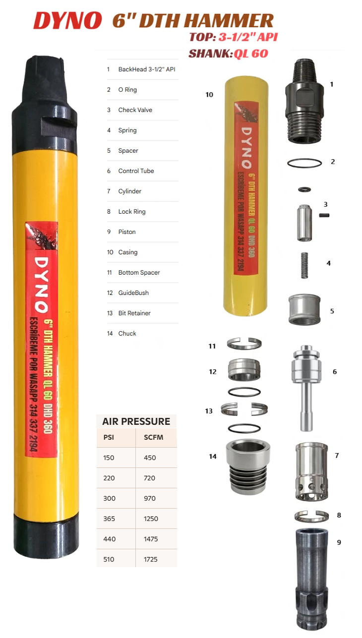 Down the hole( DTH ) Hammer 6\ Down the hole( DTH ) Hammer 6\