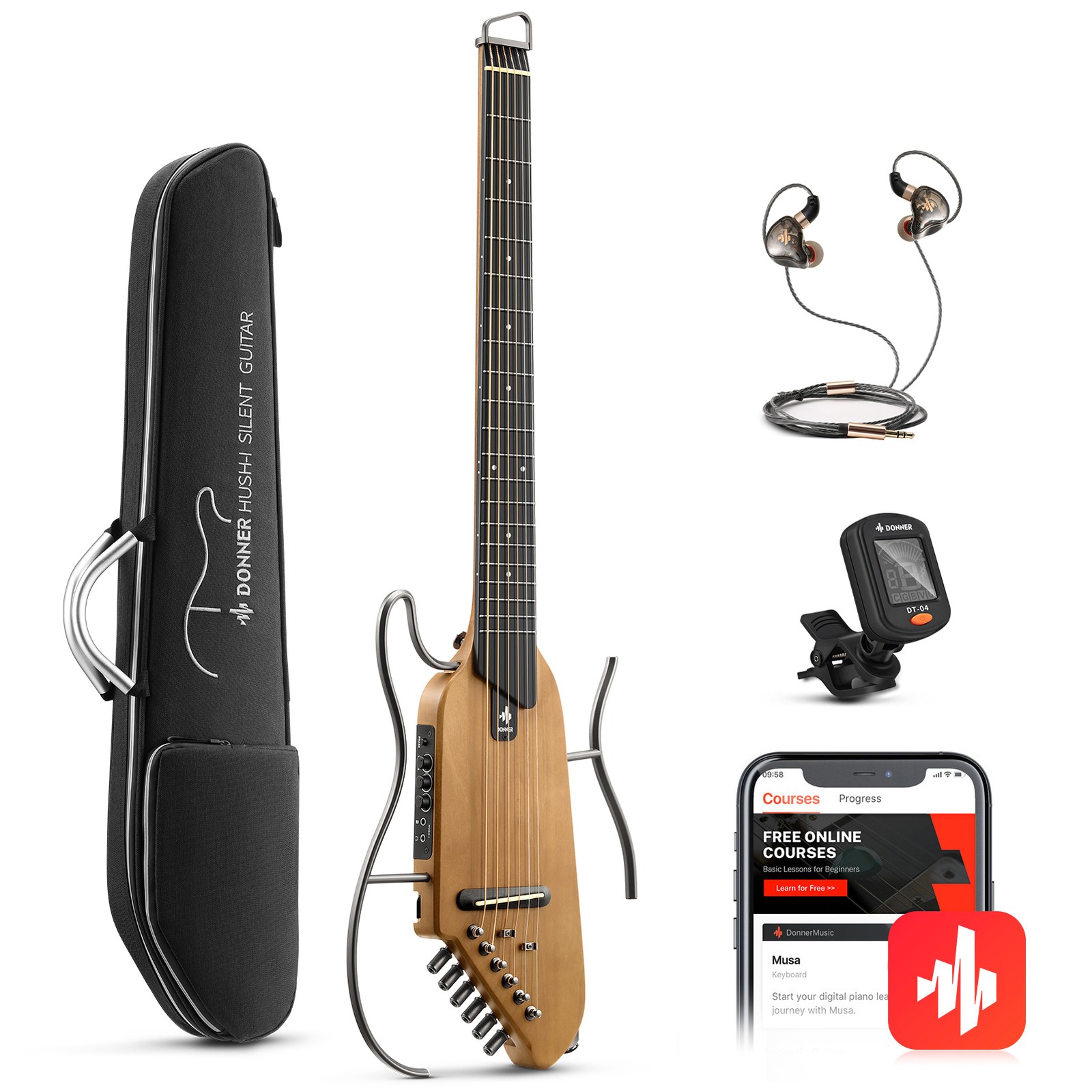 Donner HUSH-I Natural Acoustic Electric Guitar Removable Frame Kit