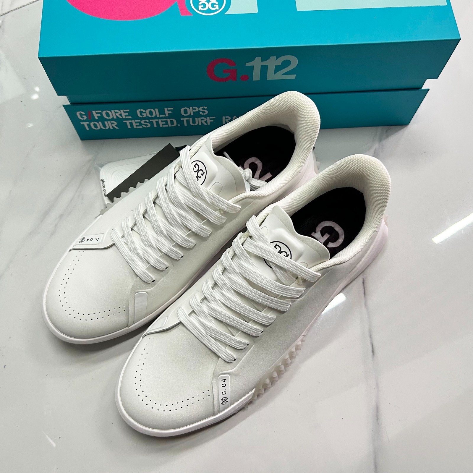 G/FORE G.112 Men\'s Golf Shoes PU Leather Sneakers New-SNOW/NIMBUS Size US10-12