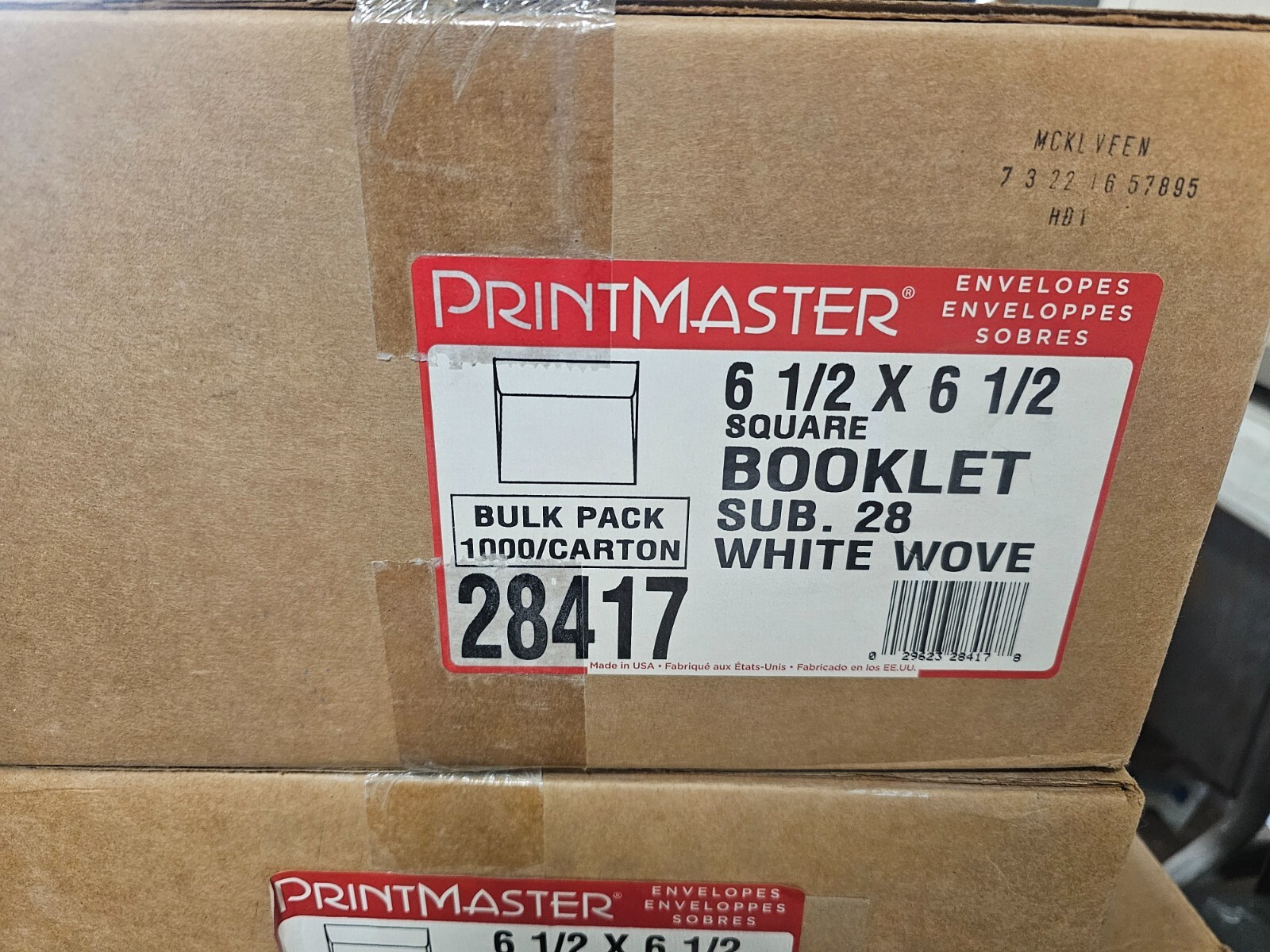 Printmaster 6.5 x 6.5 Square Envelopes 28lb White Bulk 1000/Carton (28417) Printmaster 6.5 x 6.5 Square Envelopes 28lb White Bulk 1000/Carton (28417)