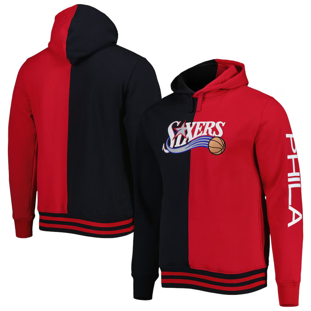 NWT Philadelphia 76ers Mitchell & Ness Hardwood Classics Split Pullover Hoodie NWT Philadelphia 76ers Mitchell & Ness Hardwood Classics Split Pullover Hoodie