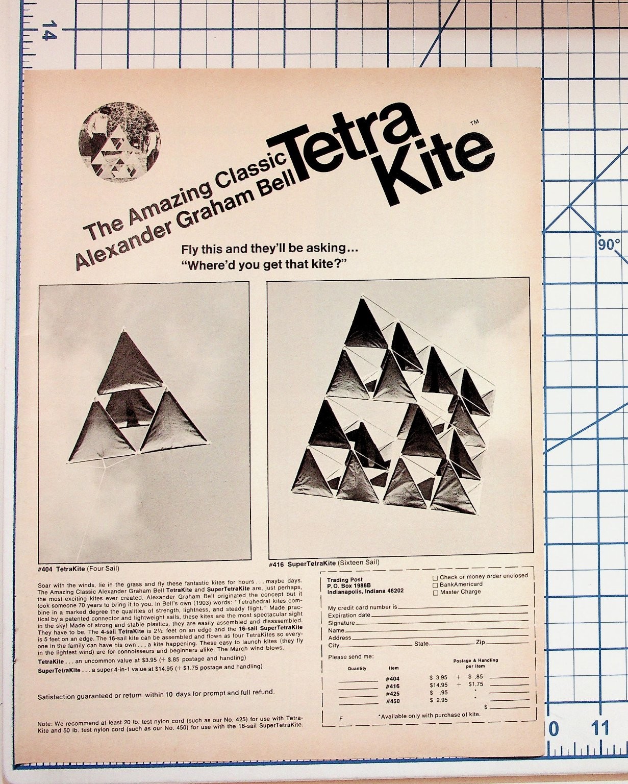 Vintage Alexander Graham Bell Tetra Kite Advertisement Order Form Ephemera