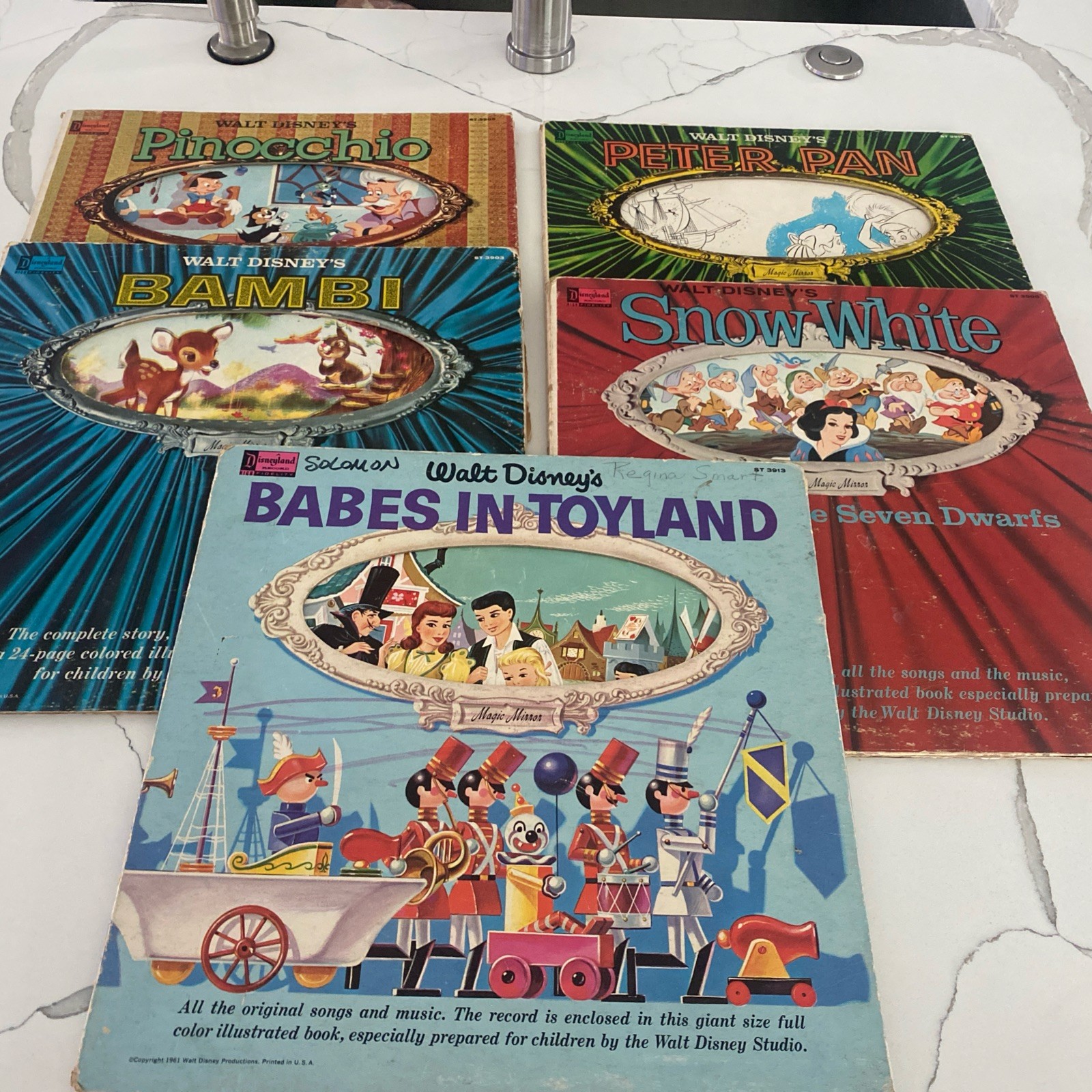 5 Walt Disney Pinocchio Snow White Bambi Peter Pan Disneyland Records Read Descr 5 Walt Disney Pinocchio Snow White Bambi Peter Pan Disneyland Records Read Descr