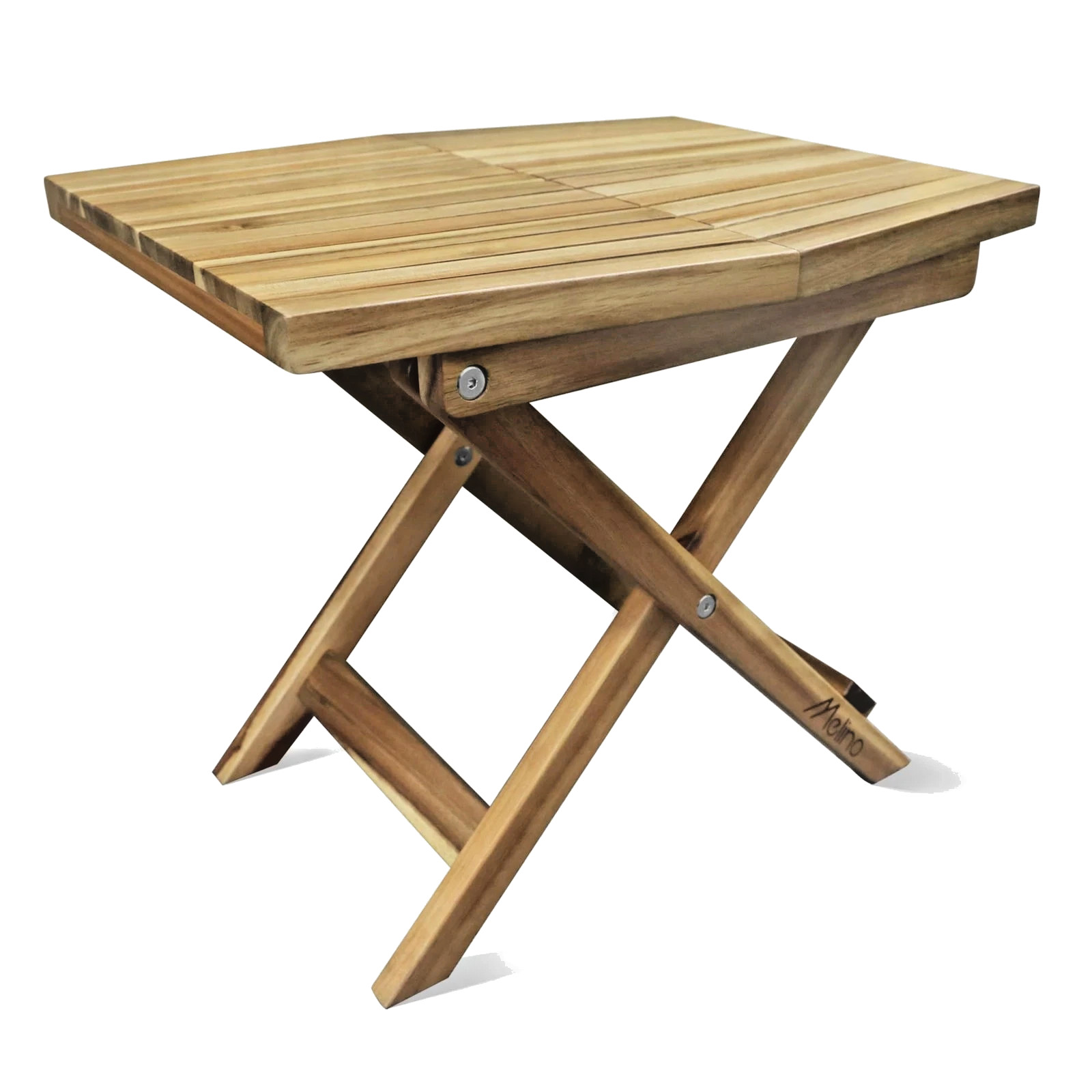 NEW Melino Wooden Folding Table - Natural Acacia Wood, Small Foldable Side Table