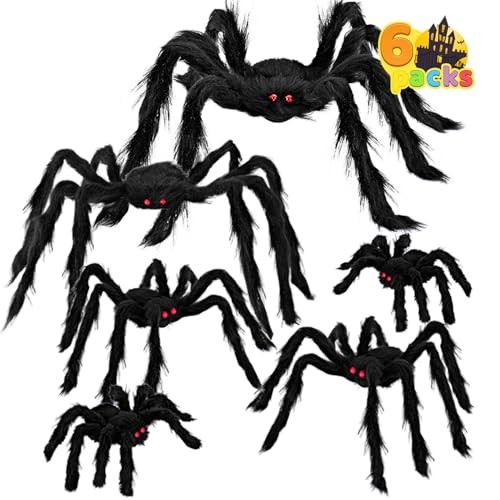 JOYIN 6 Packs Halloween Outdoor Decorations Giant Spiders Set, Halloween Decor O