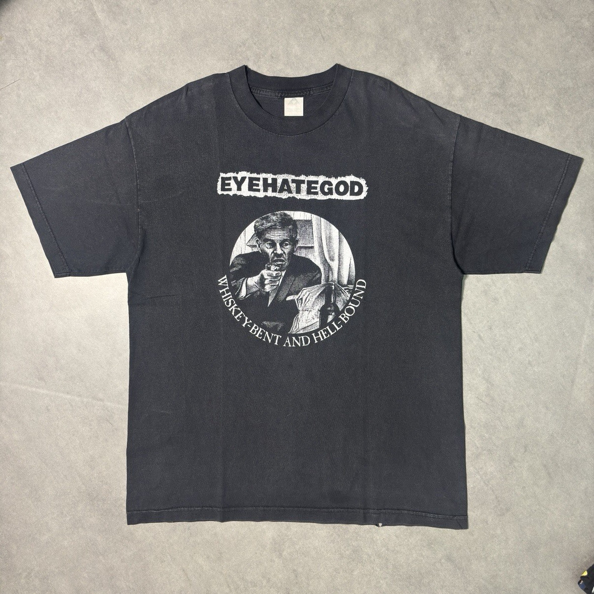Vintage Eyehategod Whiskey Bent and Hellbound Double-Sided Black Cotton Tee Vintage Eyehategod Whiskey Bent and Hellbound Double-Sided Black Cotton Tee