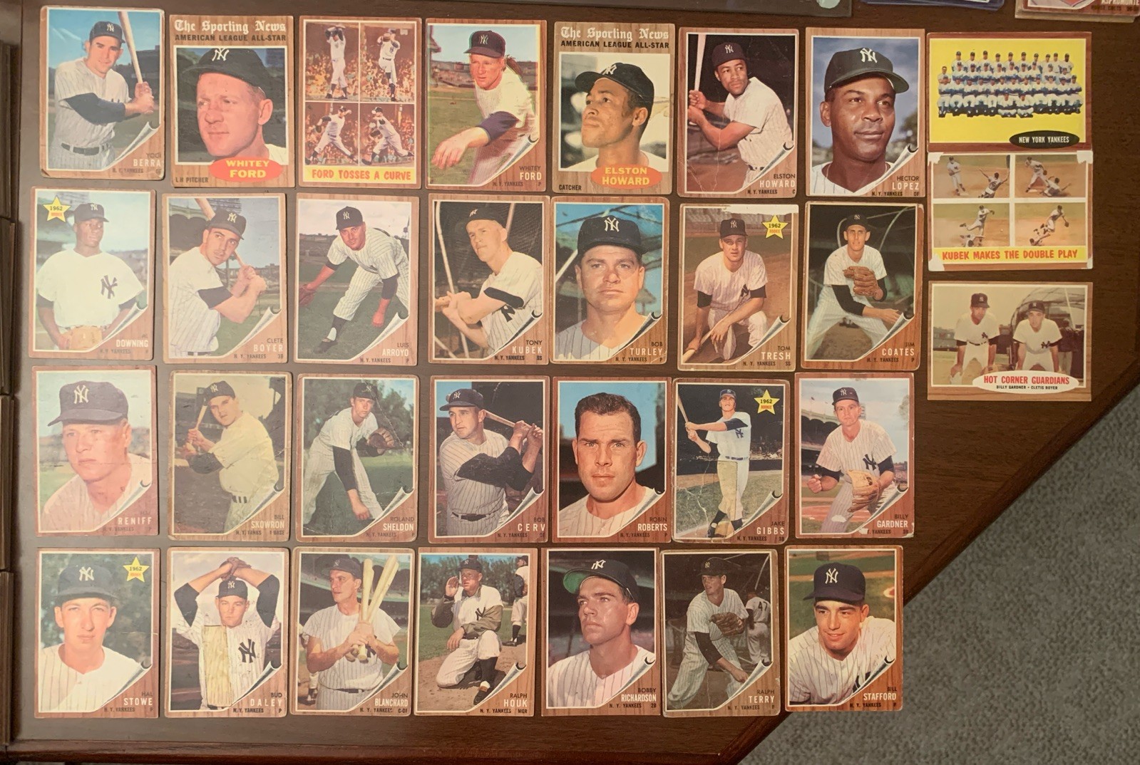 1962 Topps MLB Baseball NY Yankees (31)/Berra+Ford/Star CARDS/NO Mantle/NO Maris