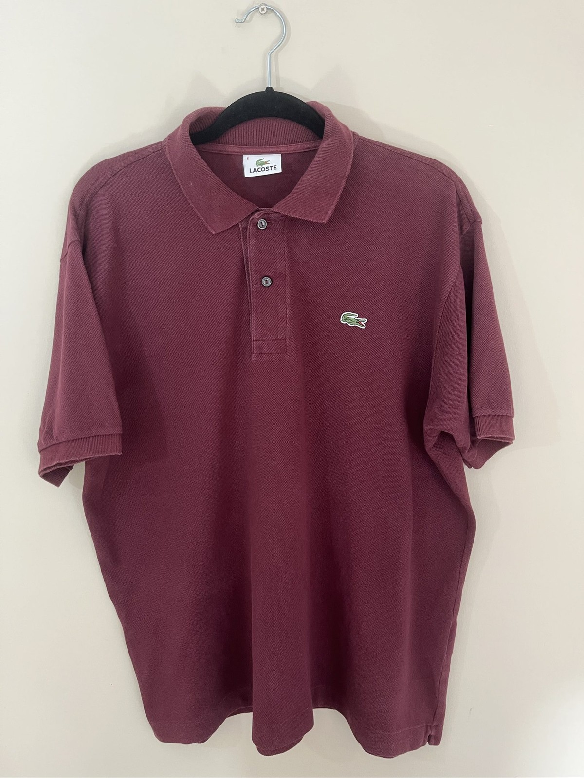 Lacoste Burgundy Polo Shirt Size L Classic Cotton Lacoste Burgundy Polo Shirt Size L Classic Cotton