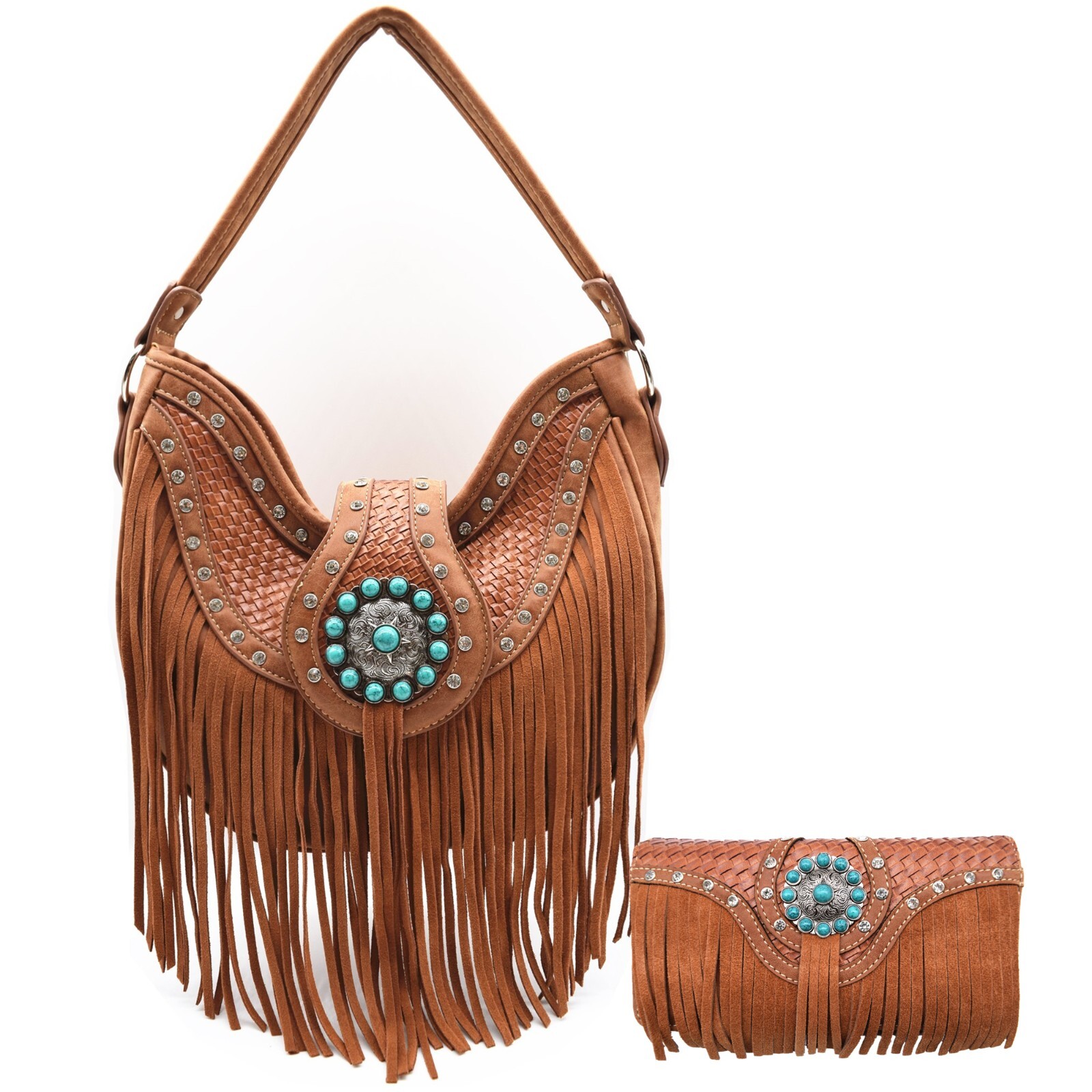 Western Purse Women’s Fringe Hobo Handbag Country Shoulder Bag Wallet Set