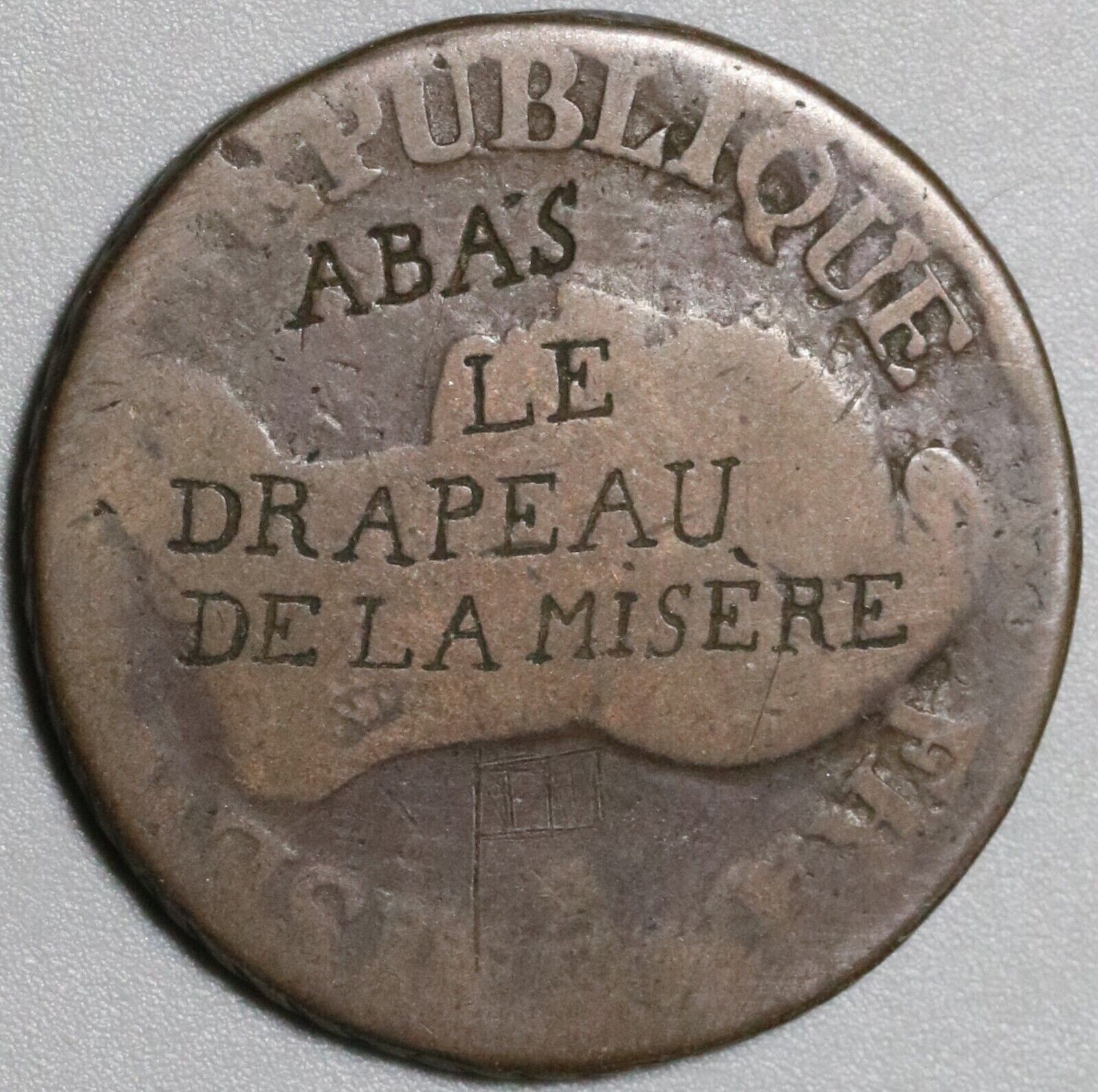 1796-R France Political Flag Satire 5 Centimes L\'an 5 Orleans Coin (23122601R) 1796-R France Political Flag Satire 5 Centimes L\'an 5 Orleans Coin (23122601R)