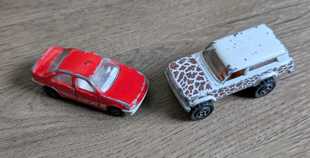 Vintage Majorette Peugeot 405 & Jeep Cherokee Cars