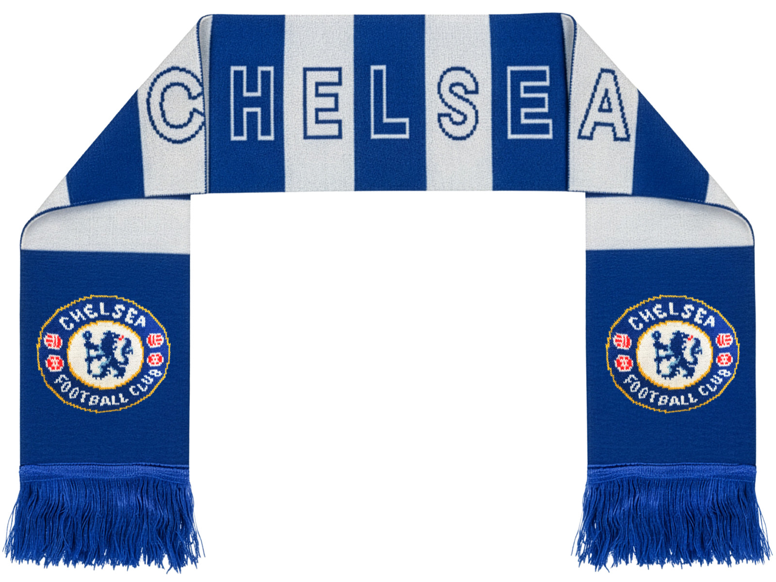 Chelsea FC Fringe Scarf Blue White 100% Acrylic 60 in Official Product Chelsea FC Fringe Scarf Blue White 100% Acrylic 60 in Official Product