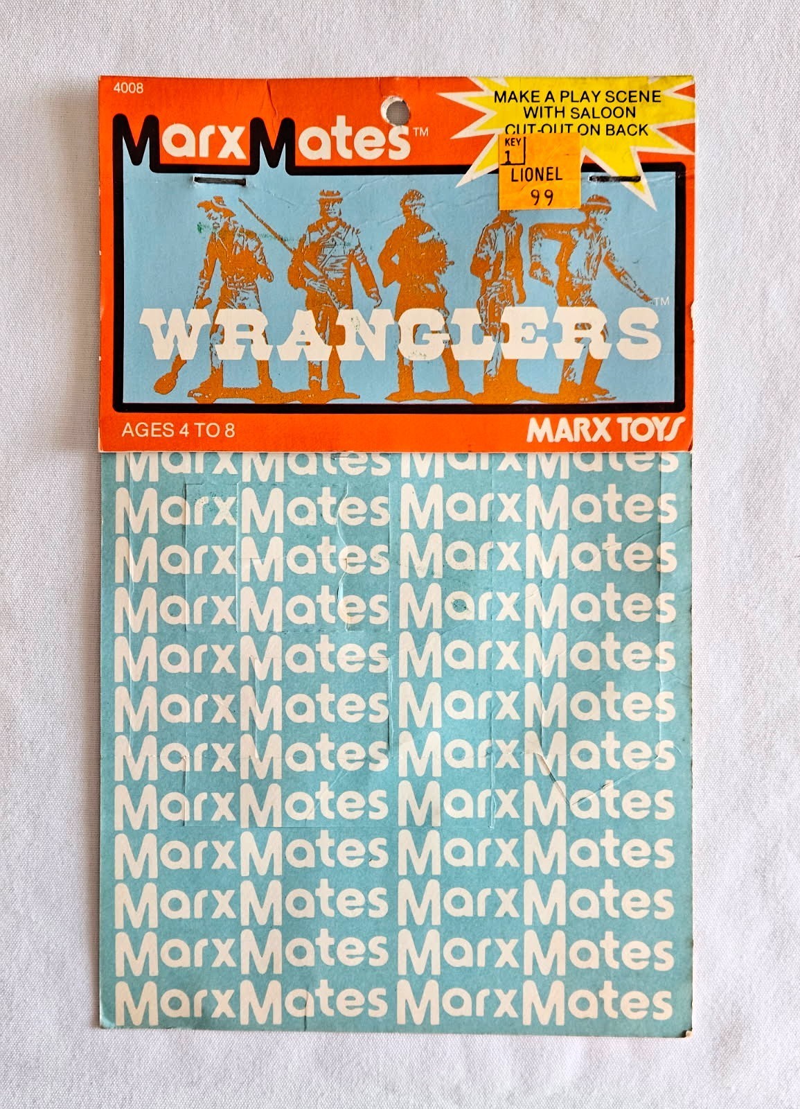 Vintage Marx #4008 MarxMates Wranglers Backing Board w/Saloon - Playset