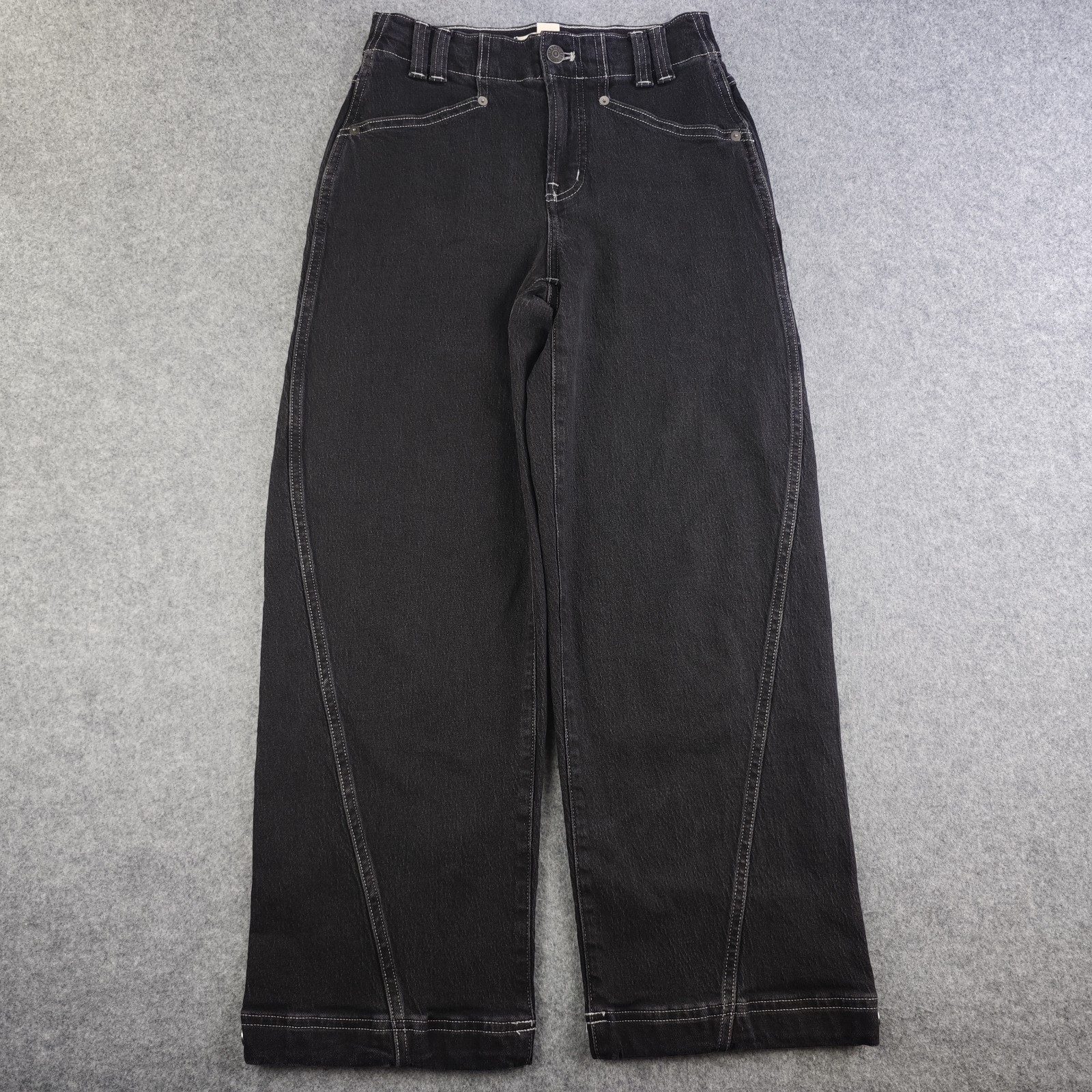 Madewell Perfect Vintage Wide Leg Jeans Women\'s 24p Petite Black Mid Rise Denim