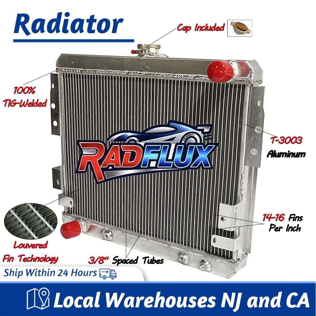 AT/MT Radiator Fits for 1974-1978 Ford Mustang II / Hardtop GAS 5.0L V8 Aluminum