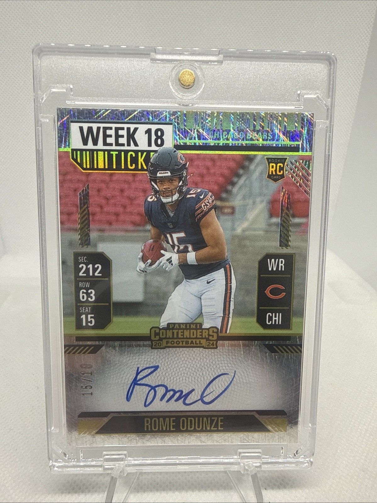 Rome Odunze 2024 Contenders Rookie Week 18 Ticket Auto /18 Chicago Bears #104