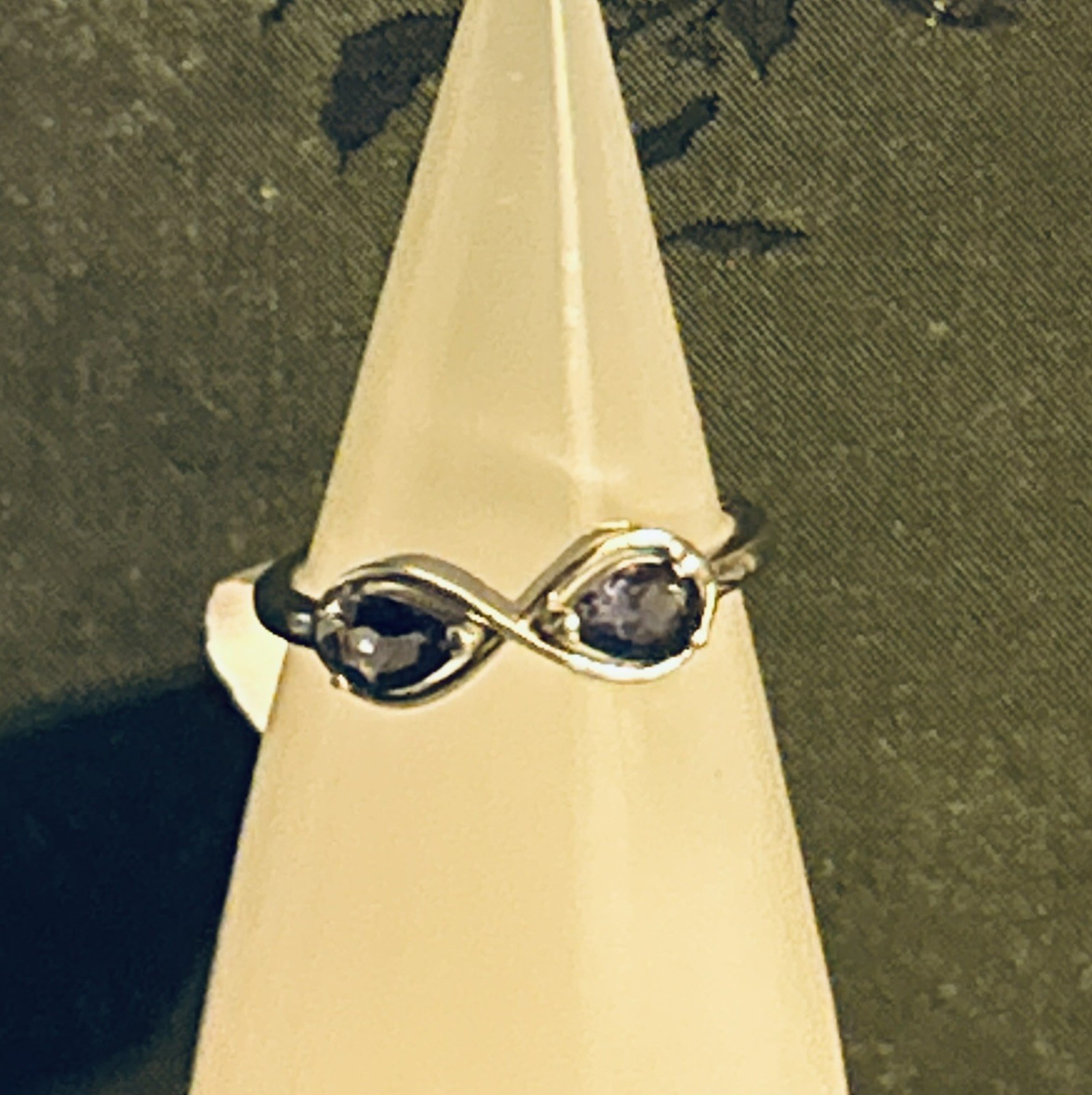Two Stone Pear Shaped Blue Purple Iolite Ring 925 Sterling Silver Size 9 