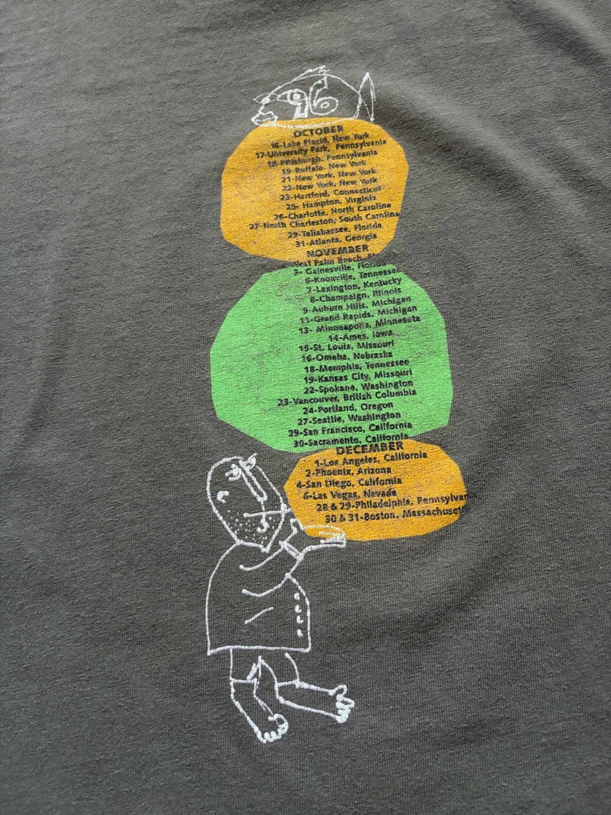 Rare VTG Phish 1996 Tour Shirt Tultex Rainbow Logo Green Cotton Tour Dates Sz XL Rare VTG Phish 1996 Tour Shirt Tultex Rainbow Logo Green Cotton Tour Dates Sz XL