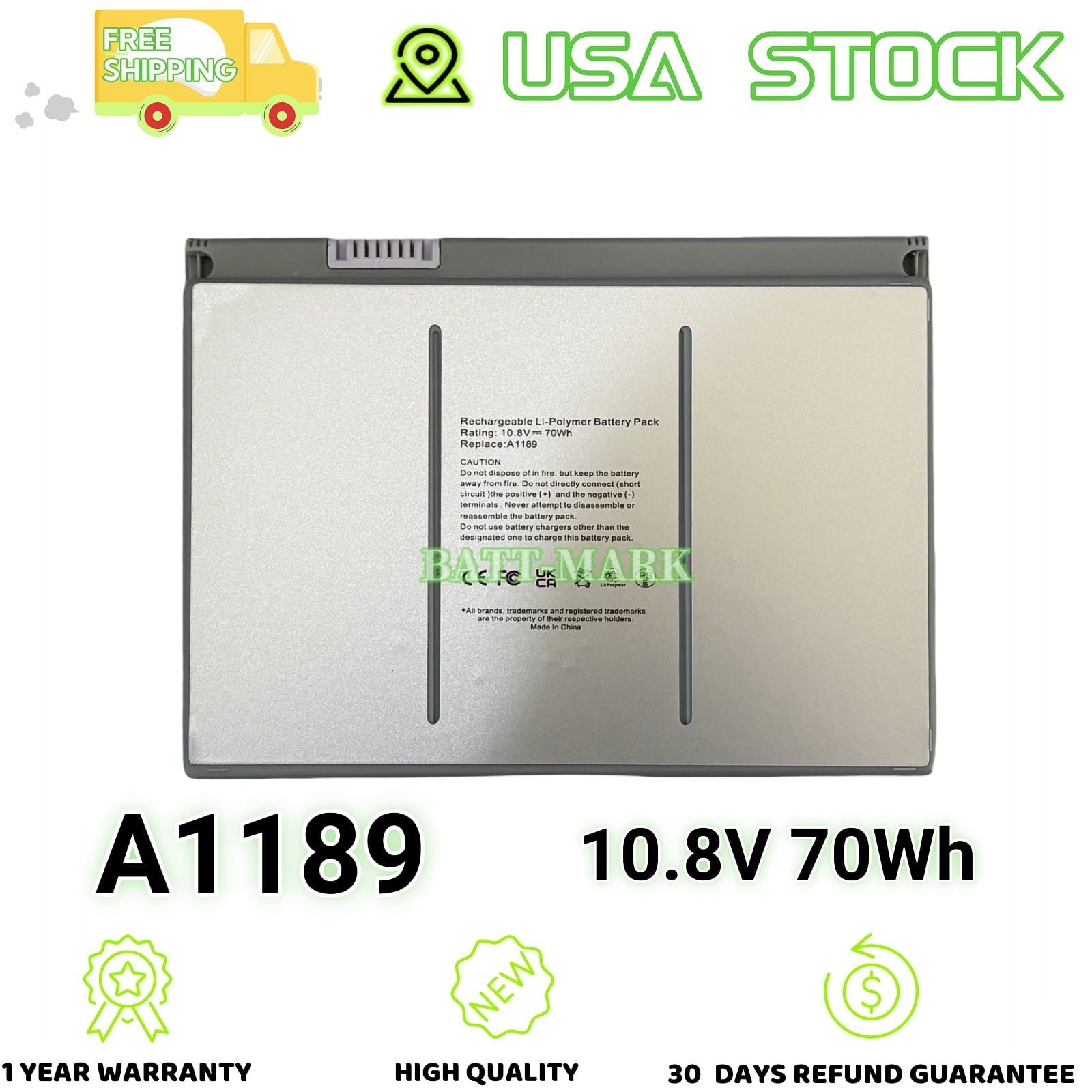 A1189 10.8V 70Wh New Battery for MacBook Pro 17\