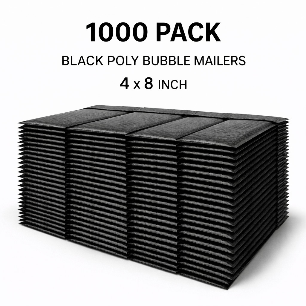 Wholesale 1000 Black Poly Bubble Mailers #000 4x8 Tear & Water Resistant