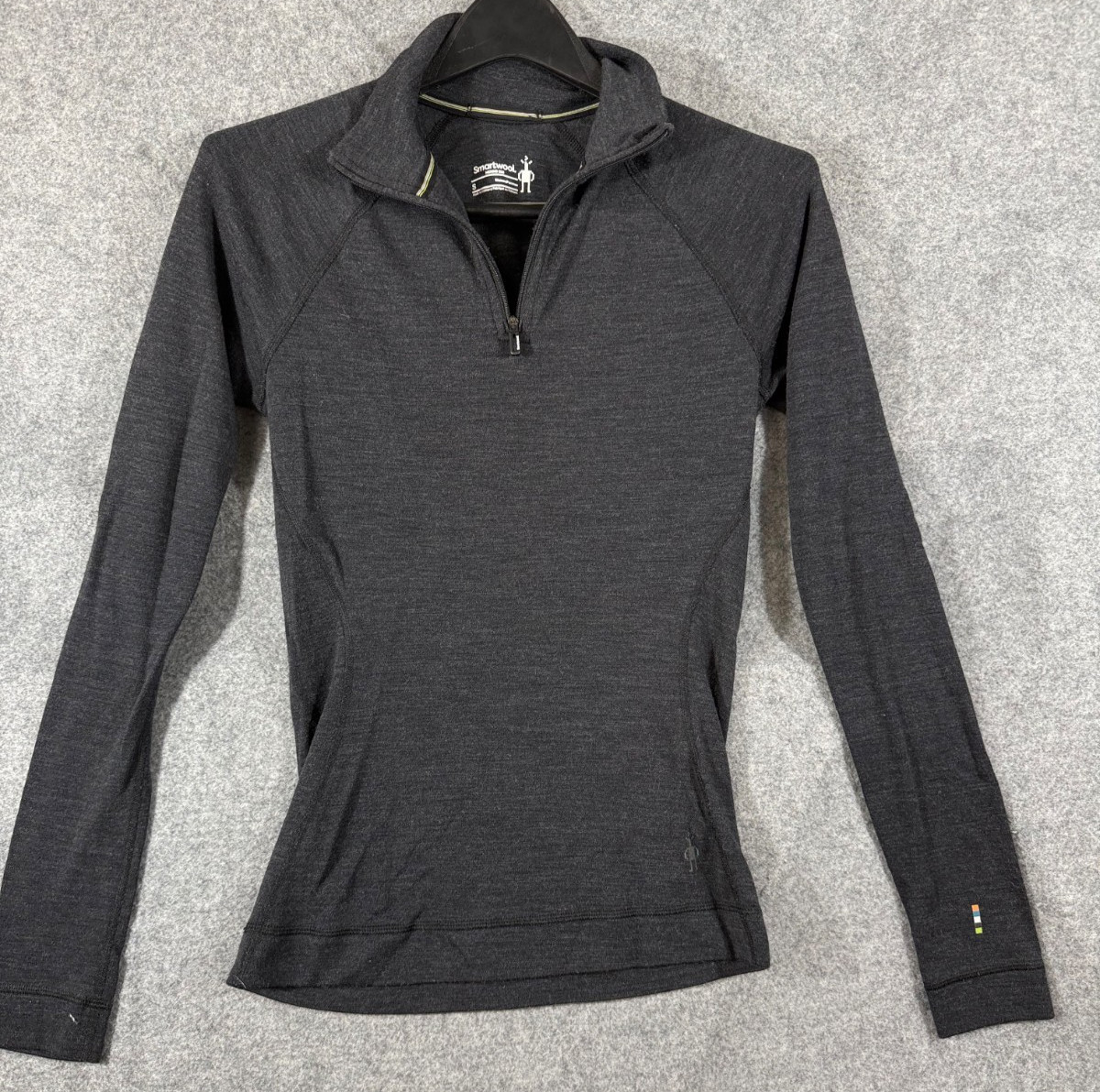 Smartwool Merino 250 Thermal Top Womens S Heather Gray 1/4 Zip Raglan Sleeve
