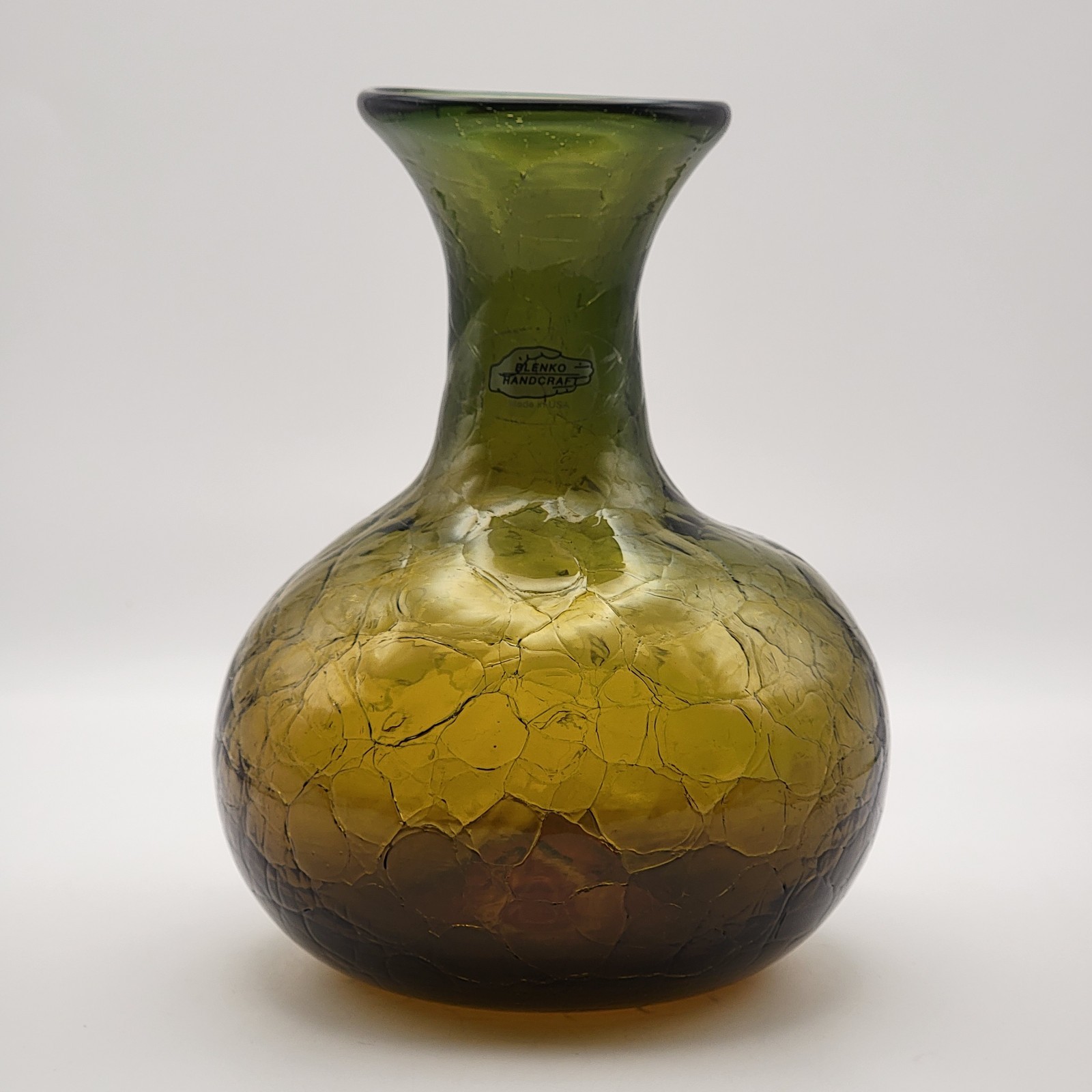 Blenko 2015 Desert Green Glass Vase With Label