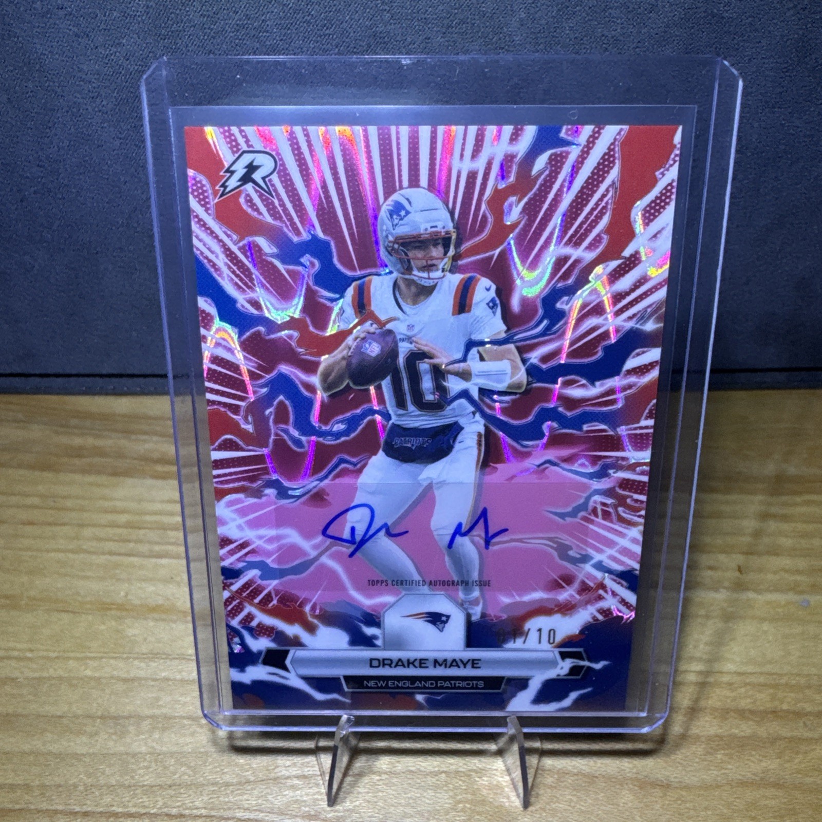 2025 Topps Resurgence Drake Maye Pink Power Surge Auto #/10 New England Patriots