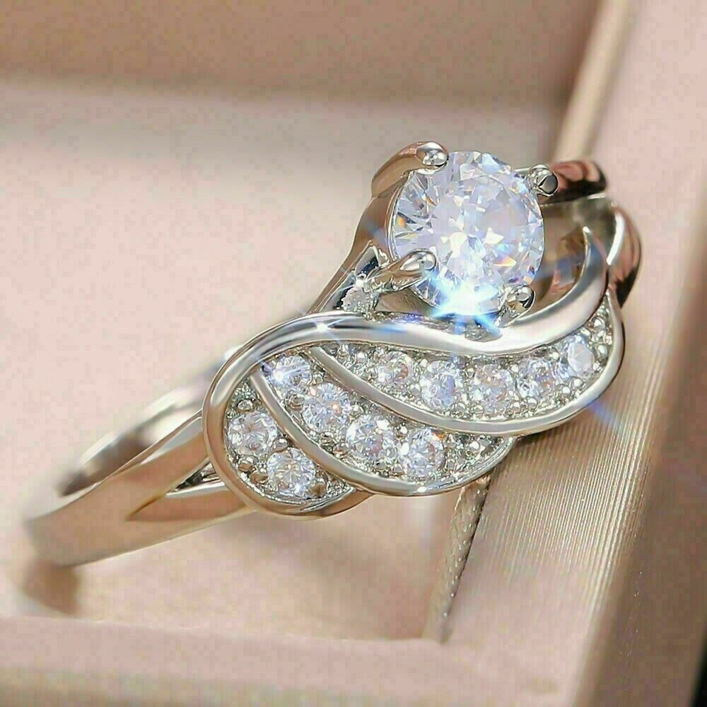 Unique 1.50Ct Round Cut Diamond Solitaire Engagement Wedding Ring 14k White Gold