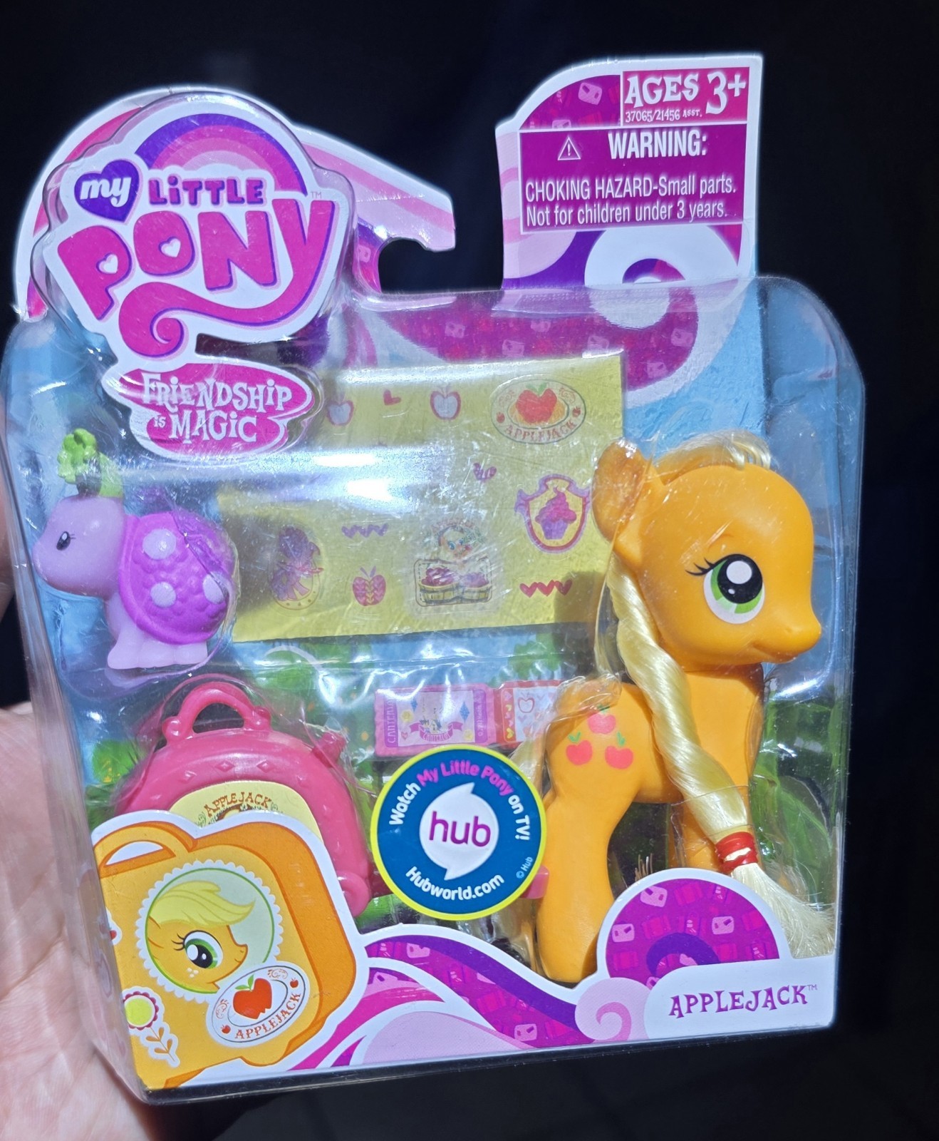 Hasbro My Little Pony Applejack G4 Brushable w/ Suitcase Ladybug Pet MLP 2011