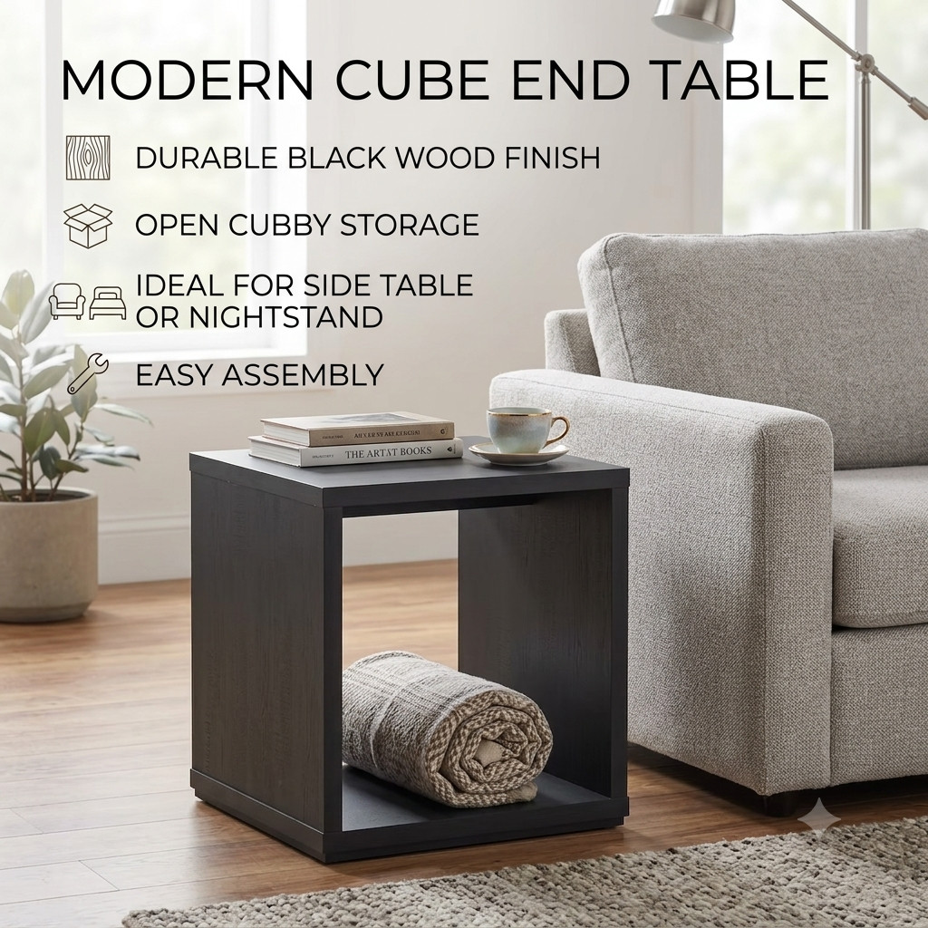 Mainstays Westley Black Wood End Table