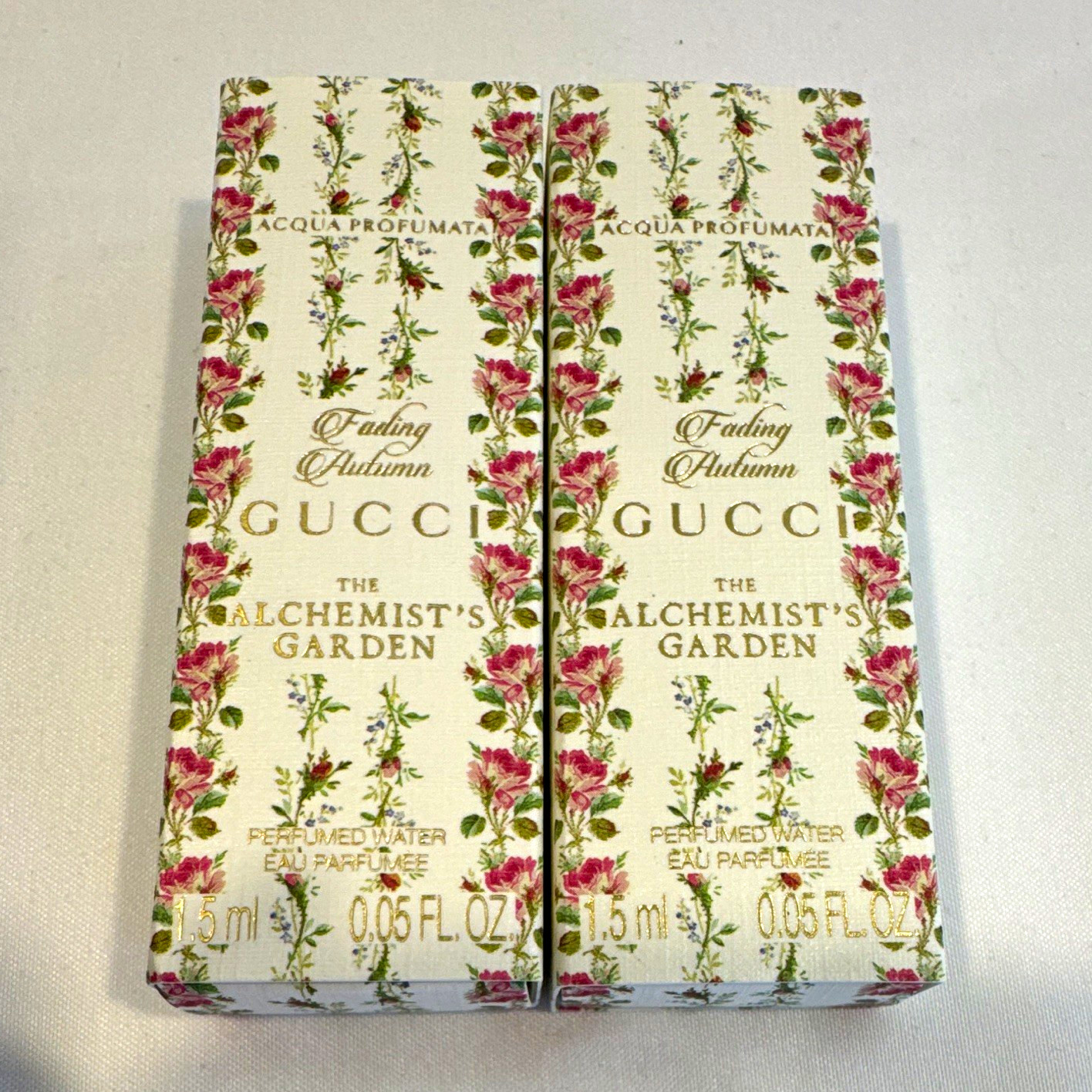 Gucci The Alchemist’s Garden Fading Autumn 1.5ml Perfume Samples Lot of 2 NEW
