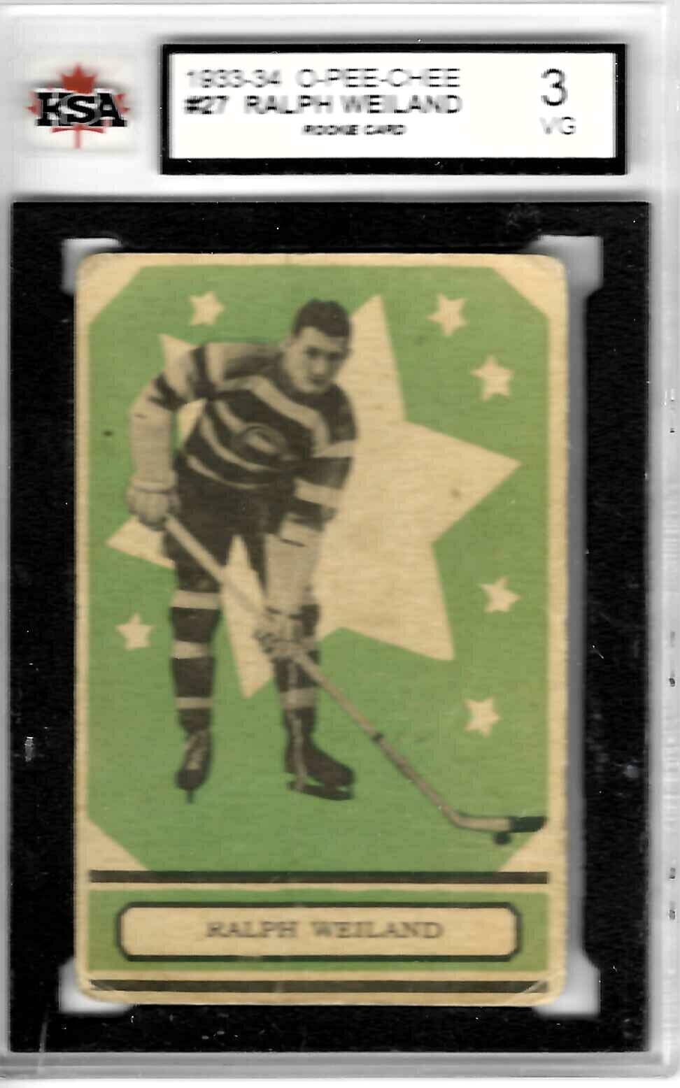 1933-34 O-Pee-Chee #27 Ralph Weiland RC KSA 3 1933-34 O-Pee-Chee #27 Ralph Weiland RC KSA 3