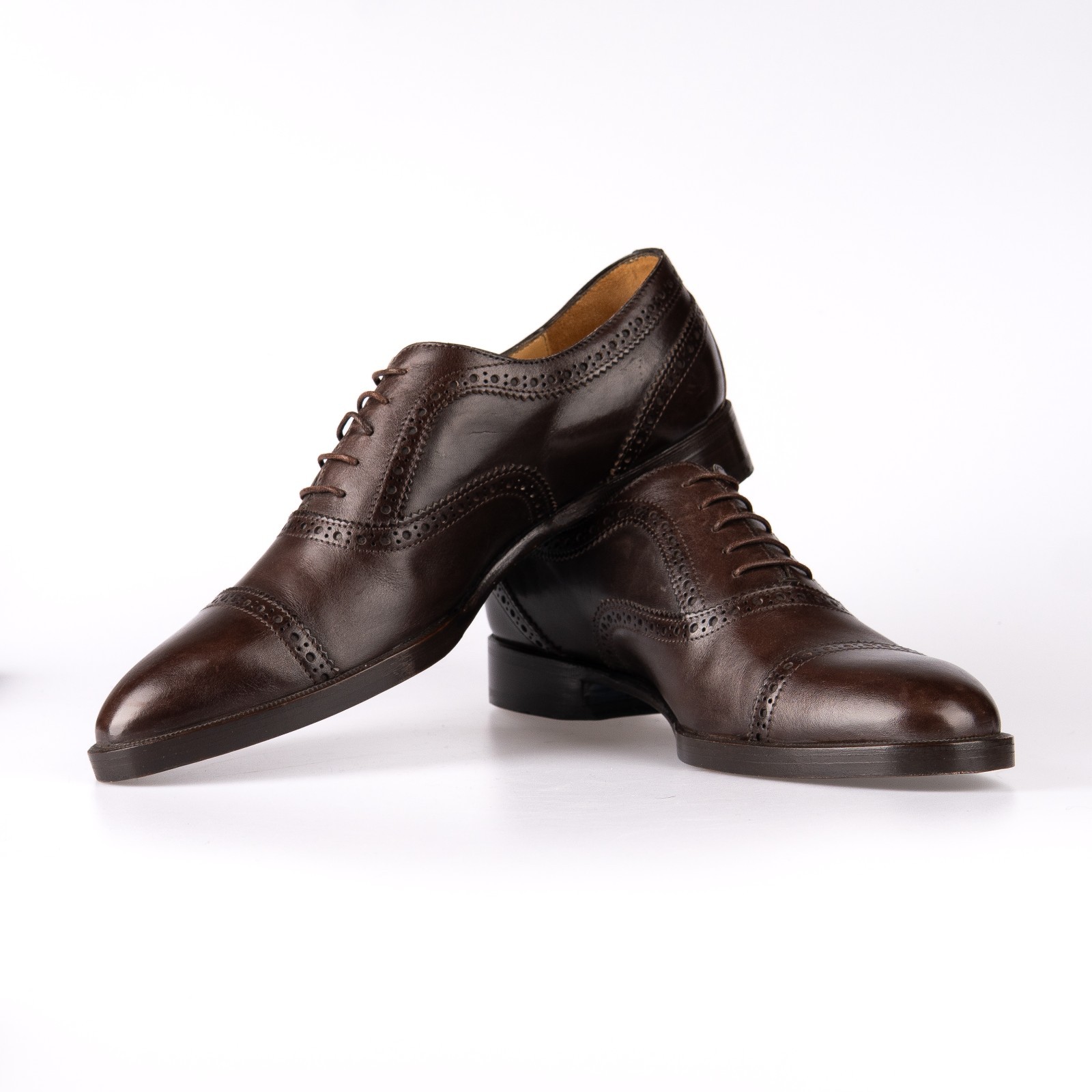 NWOB $1150 Sutor Mantellassi Brown Oxford Leather Shoes 7,5UK / 8,5US / 41,5EU