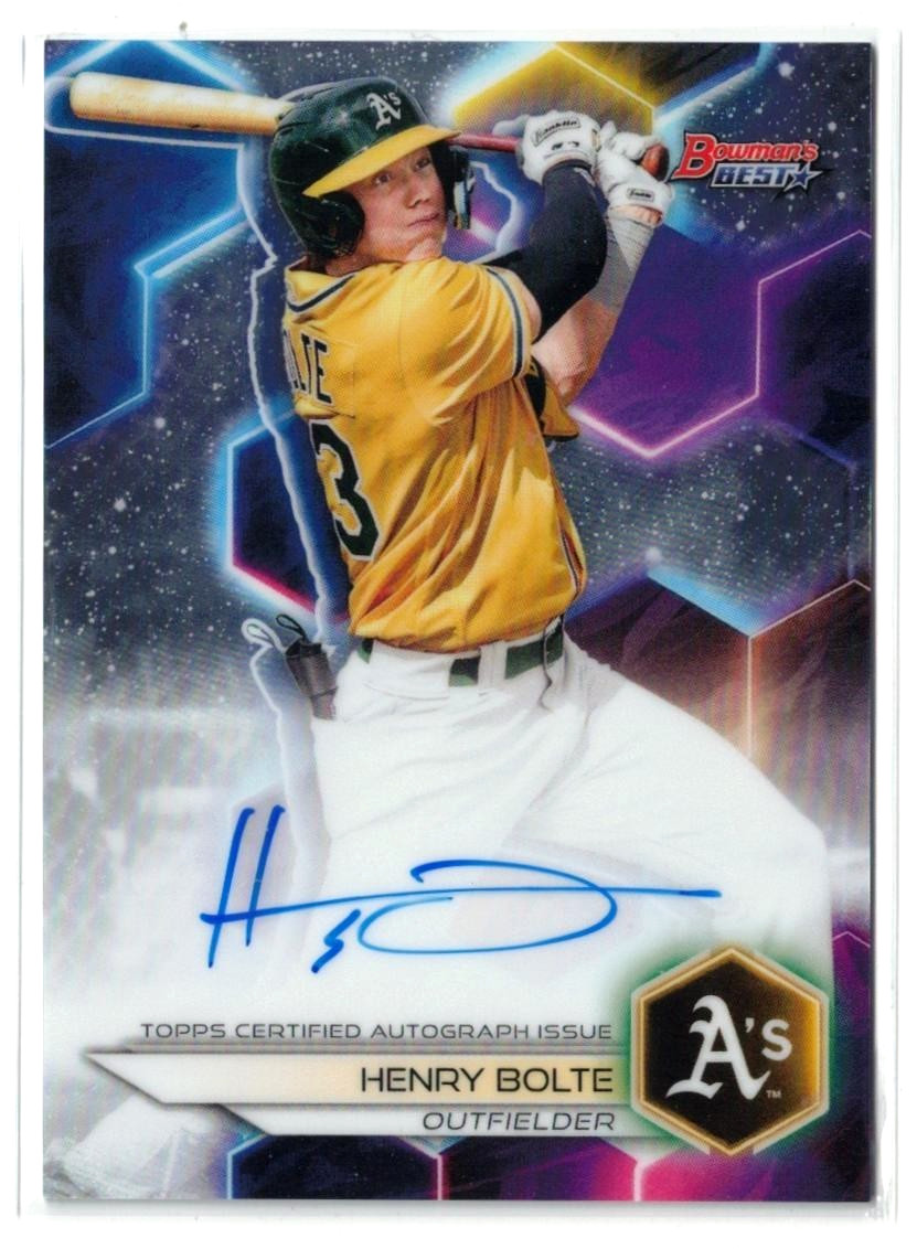 2023 Bowman's Best RC AUTO Henry Bolte #B23-HB Athletics Rookie Autograph 2023 Bowman's Best RC AUTO Henry Bolte #B23-HB Athletics Rookie Autograph