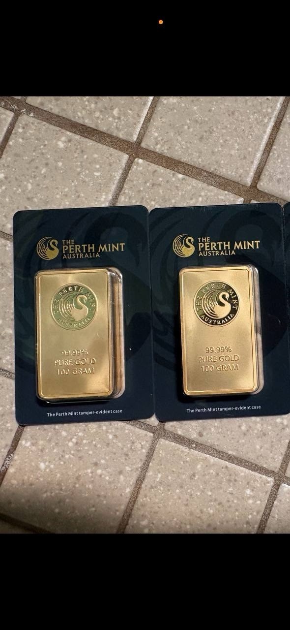 The Perth Mint 2x 100g Gold Bar 99.99% Pure, Sealed Assay (200g Total)