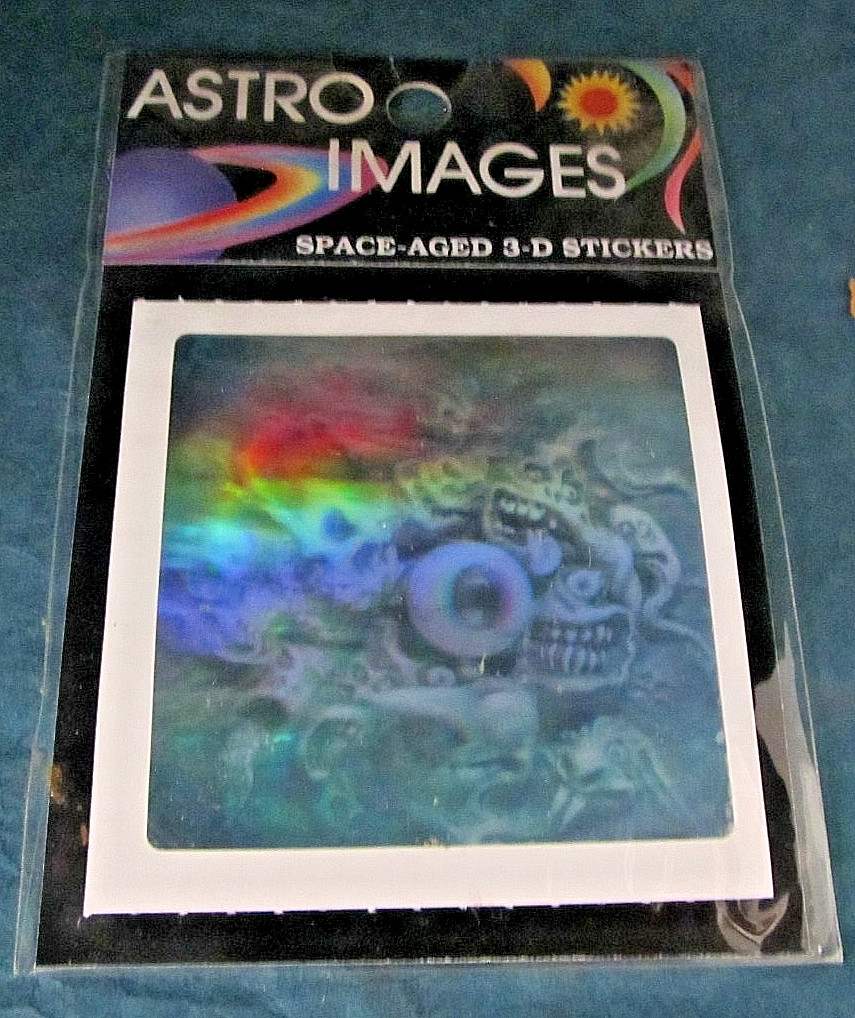 Vintage 1980's Astro Images Twisted eyeball scene 3-D Hologram Foil sticker pack