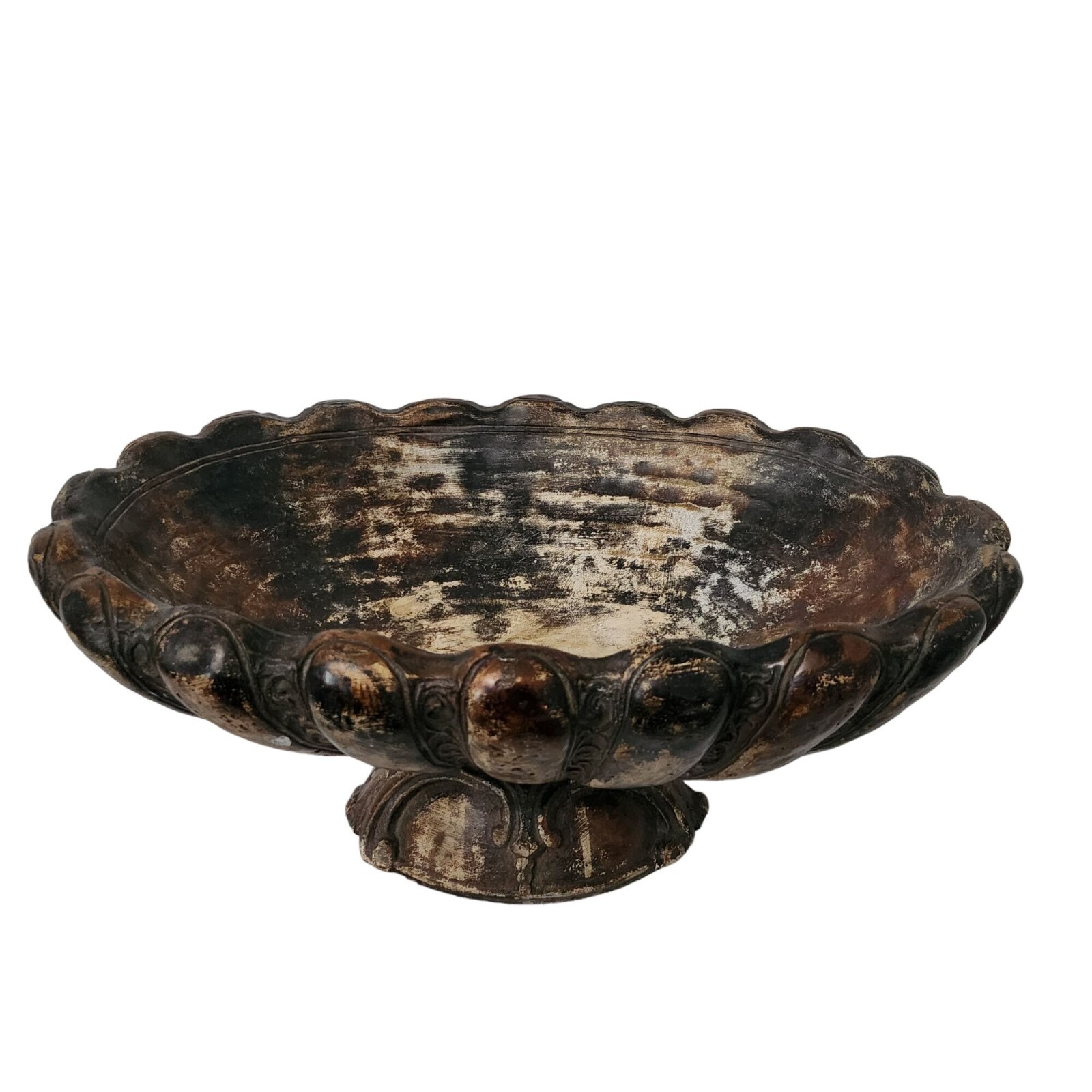Antique-Style Attilas Original Repro Oval Scalloped Pedestal Bowl 19\ Antique-Style Attilas Original Repro Oval Scalloped Pedestal Bowl 19\