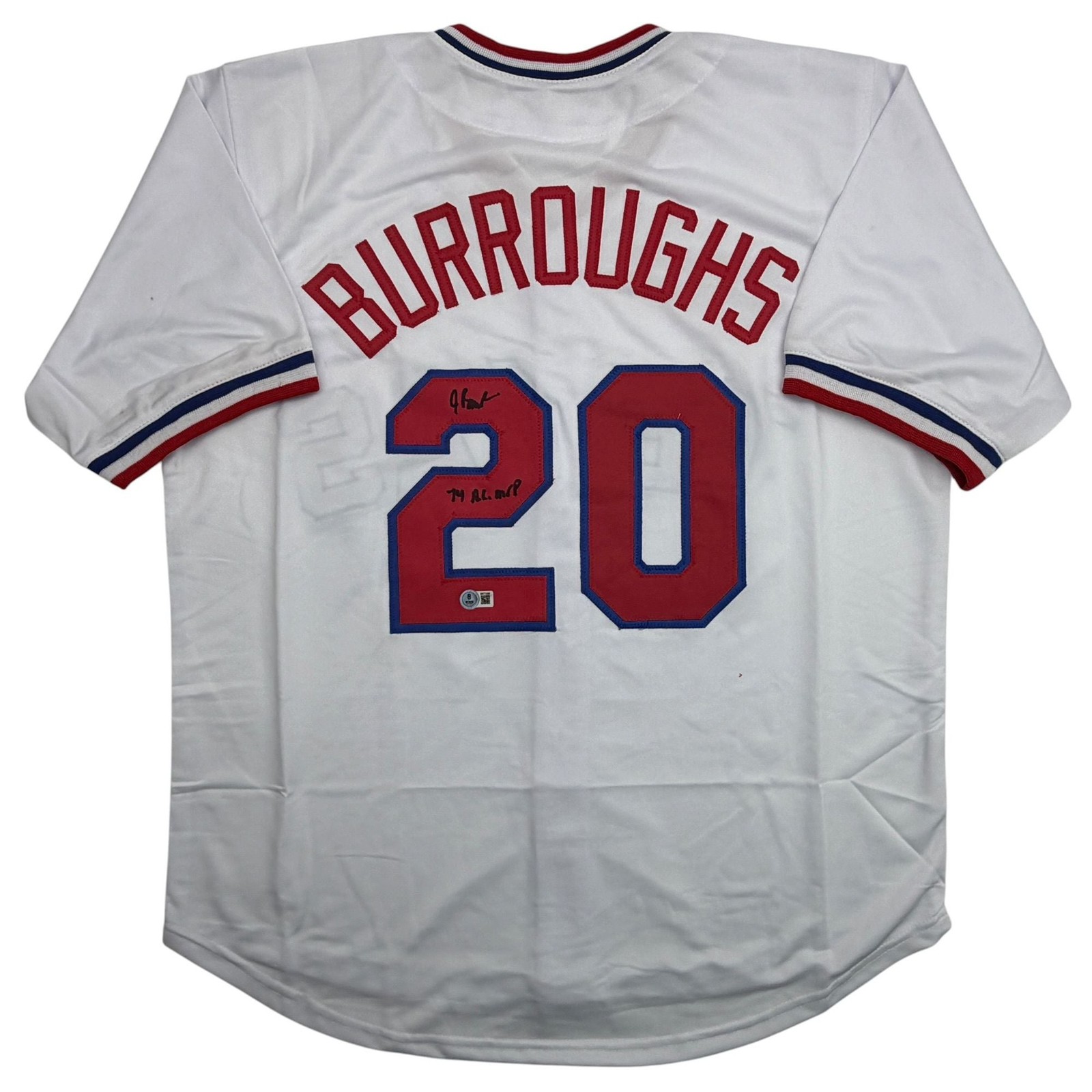 Autographed/Signed Jeff Burroughs Texas White Baseball Jersey Beckett COA