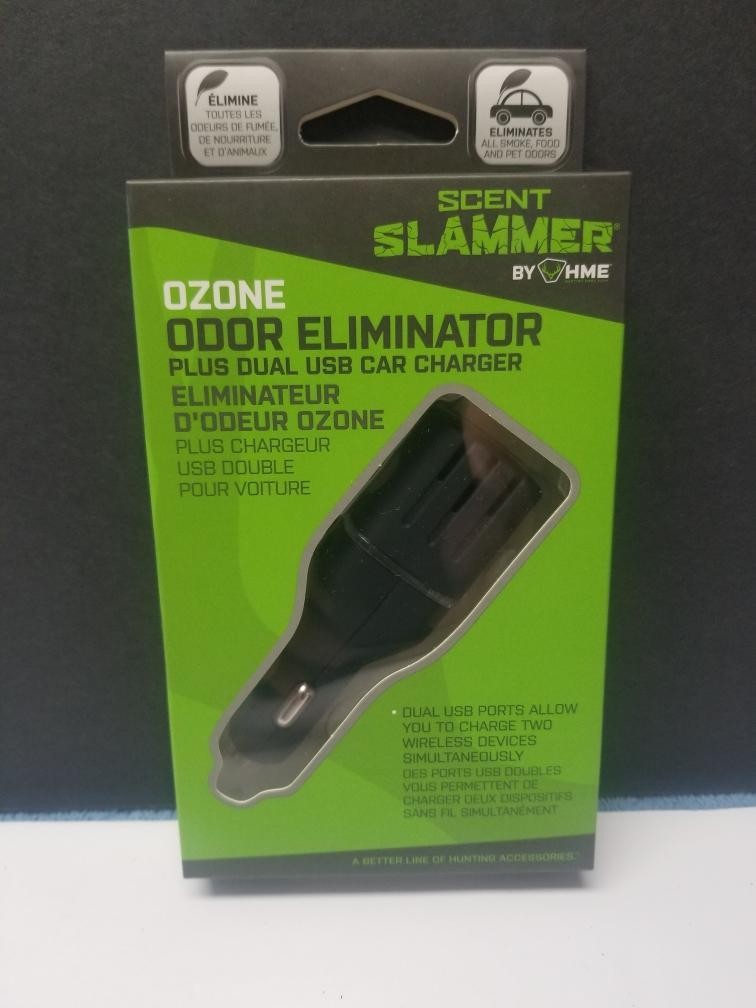 Scent Slammer by HME-APUR Ozone Odor Eliminator Plus Dual USB Car Charger NEW