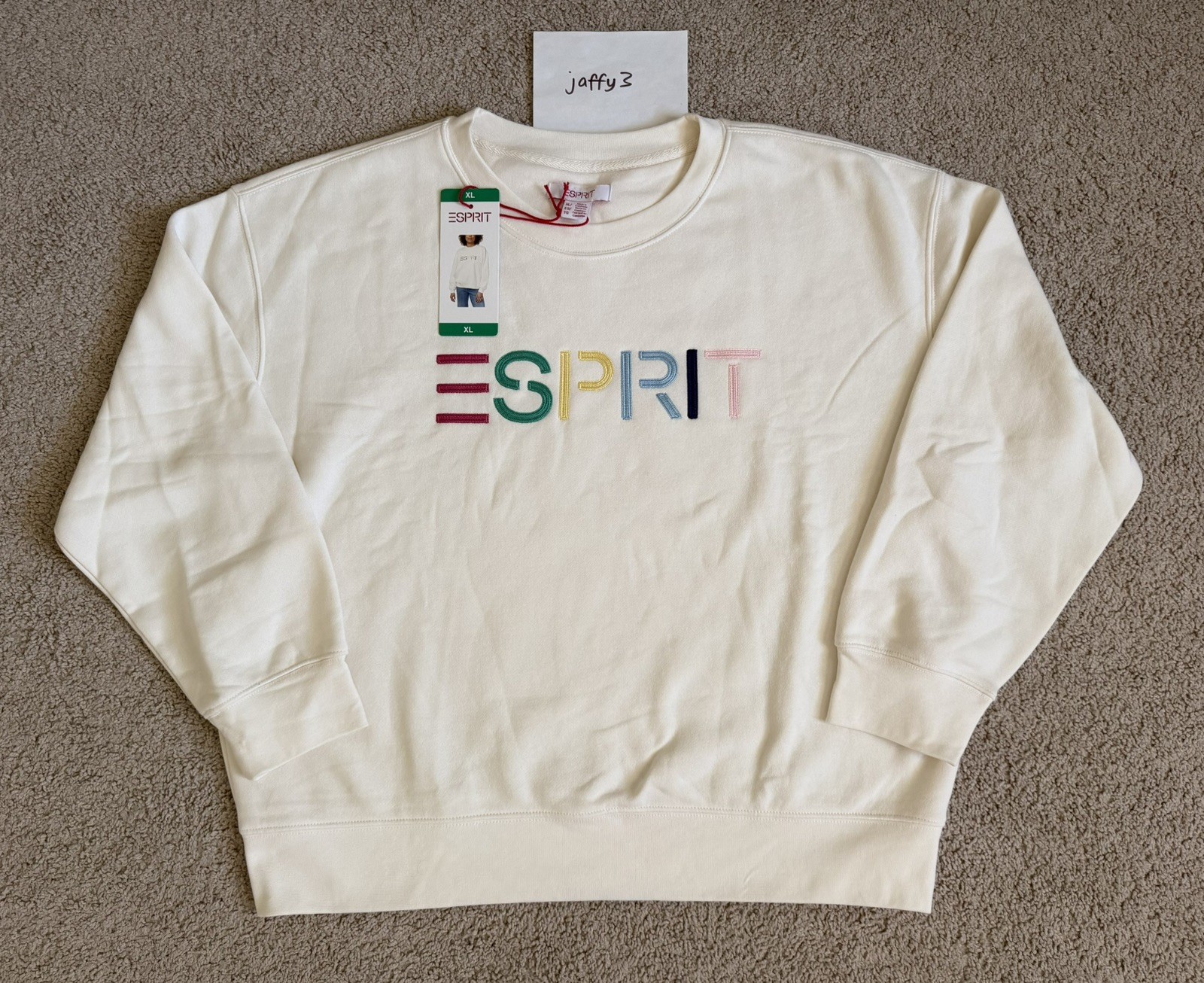 NWT ESPRIT WOMEN\'S LOGO CREWNECK SWEATSHIRT CREAM COSTCO 2026 *SIZE XL*