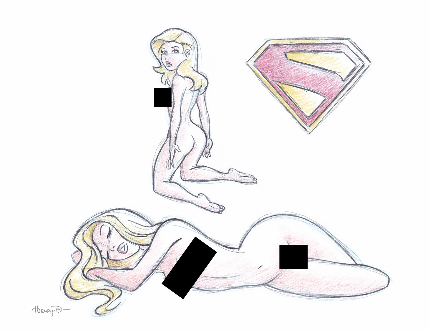 Supergirl Convention Sketch by WB Artist - Original Art Color Drawing -WOW