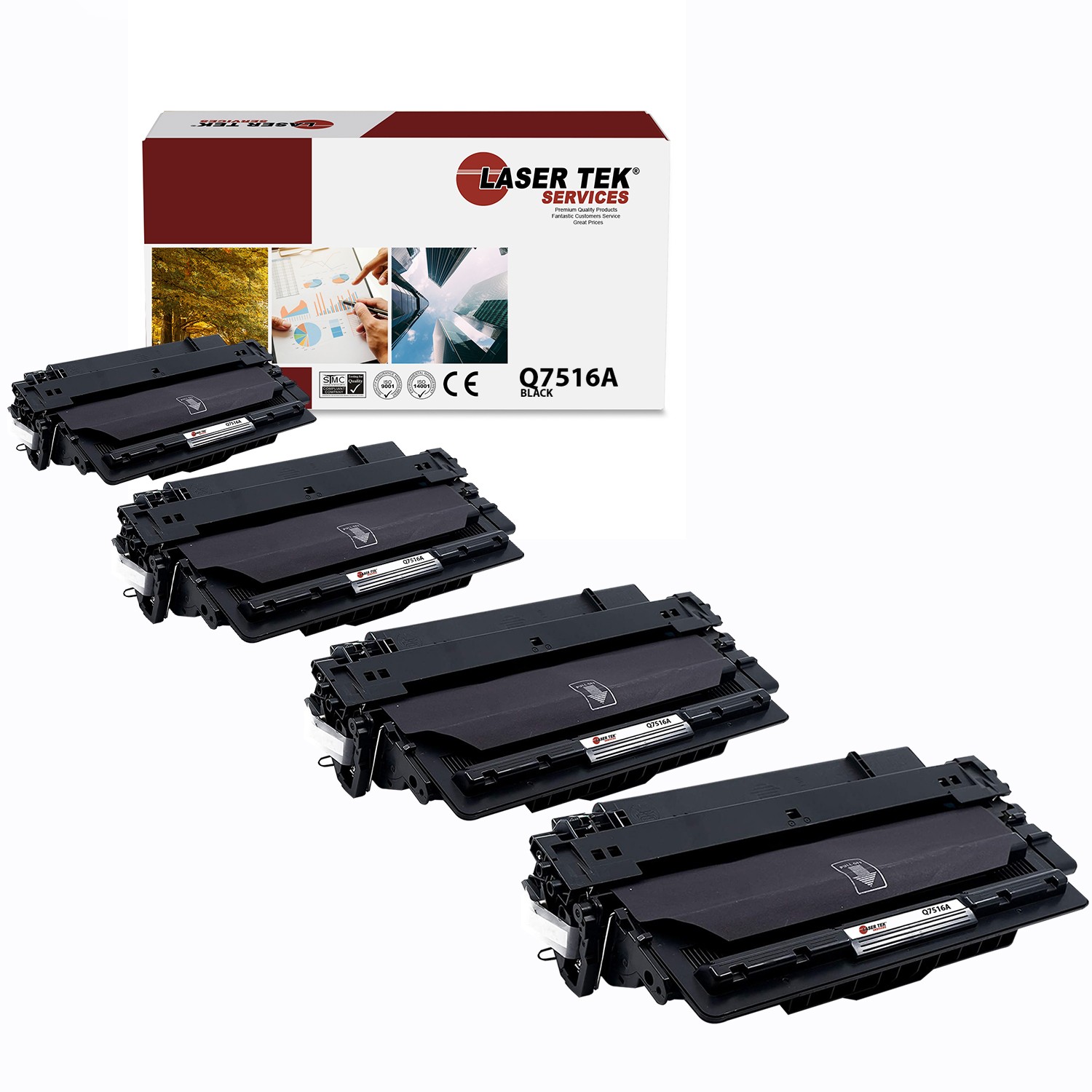 4Pk LTS 16A Q7516A Black Compatible for HP LaserJet 5200 5200dtn Toner Cartridge