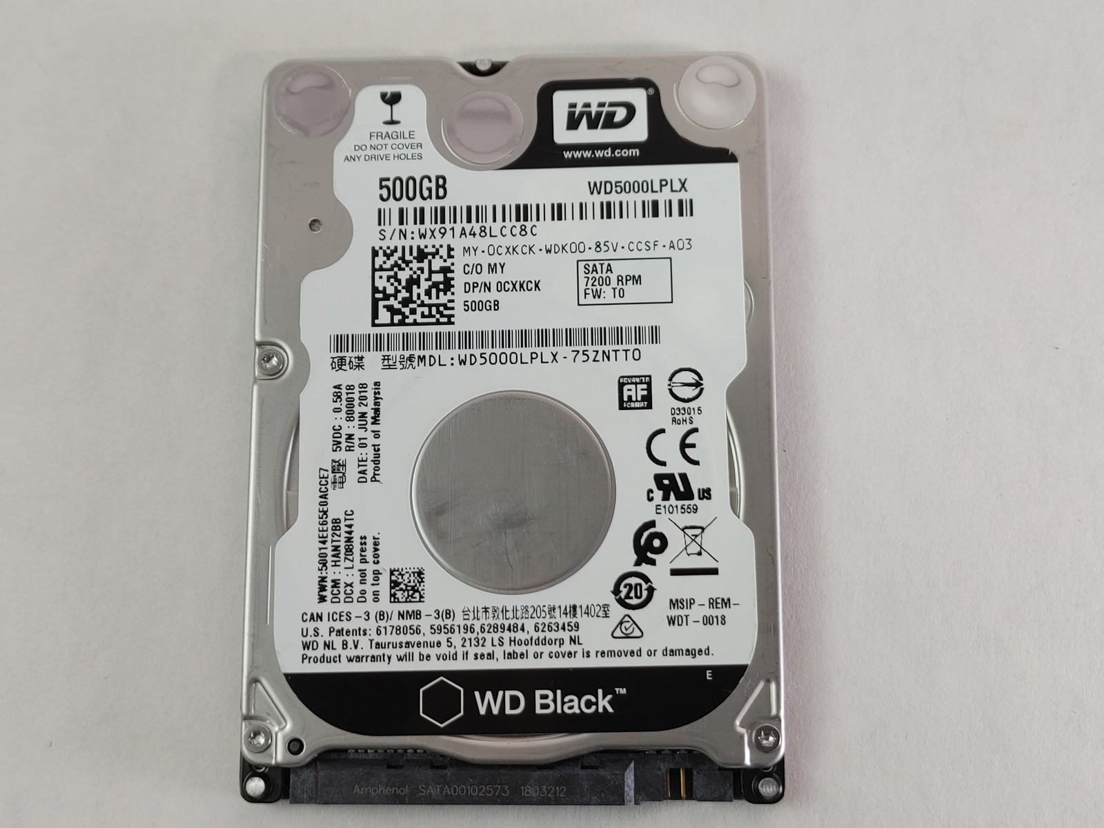 Lot of 50 Western Digital WD Black WD5000LPLX 500 GB 2.5 in SATA III Hard Drive