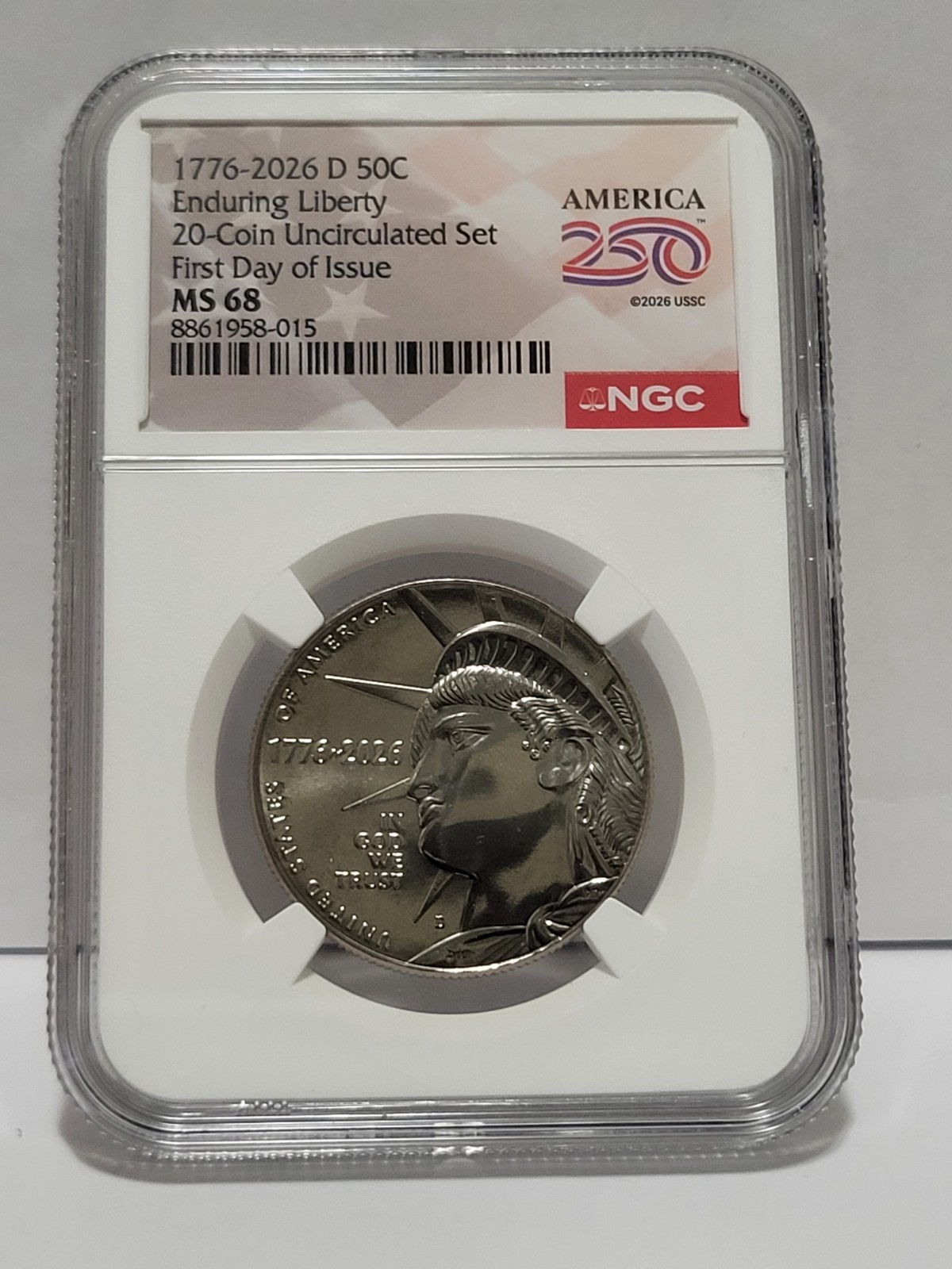 🔥1776 2026 D Enduring Liberty Half Dollar 50c NGC MS68 First Day of Issue FDOI 🔥1776 2026 D Enduring Liberty Half Dollar 50c NGC MS68 First Day of Issue FDOI